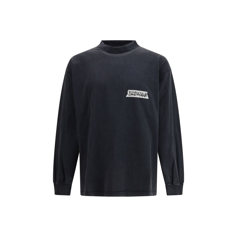 Black Cotton Sweatshirt - ventzia