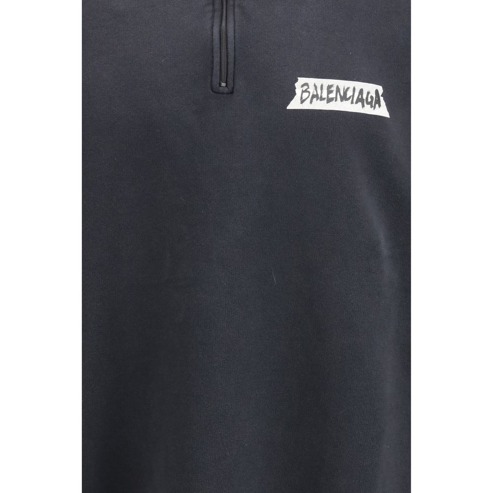 Black Cotton Sweatshirt - ventzia