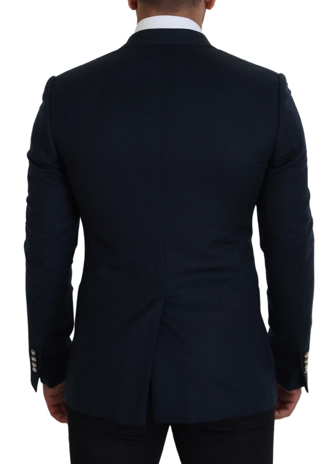 Blue Double Breasted Formal Coat Blazer - ventzia