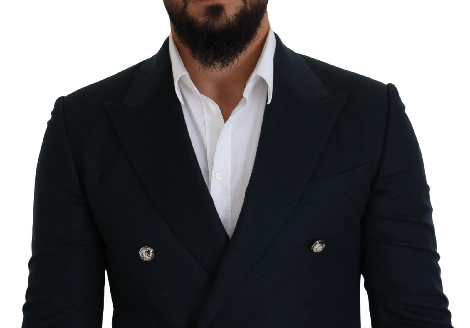 Blue Double Breasted Formal Coat Blazer - ventzia