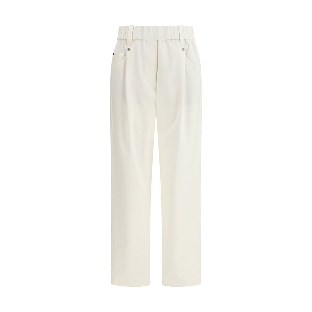 Beige Cotton Casual Pants - ventzia