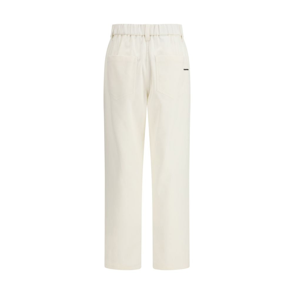 Beige Cotton Casual Pants - ventzia