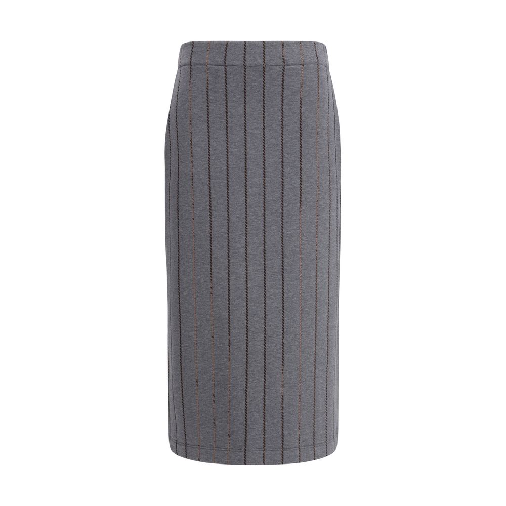 Gray Cotton Midi Skirt - ventzia