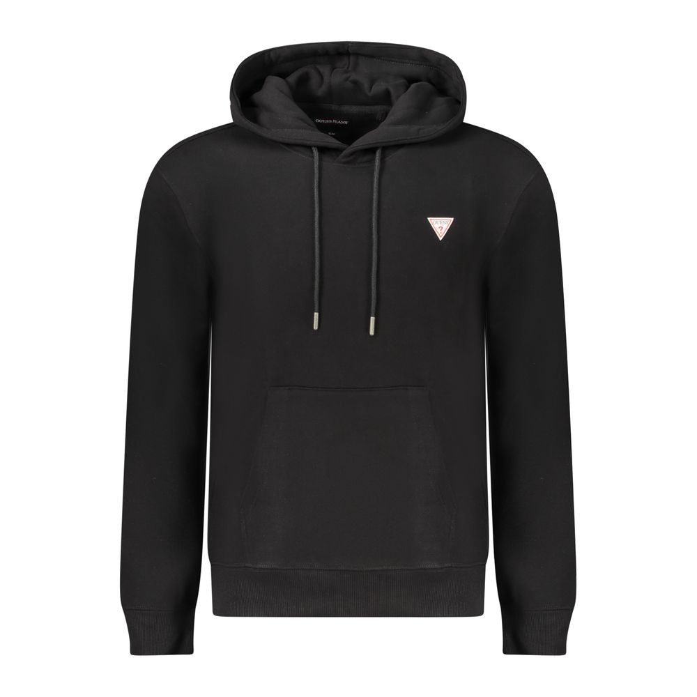 Black Cotton Men Sweatshirt Slim Fit Hooded - ventzia
