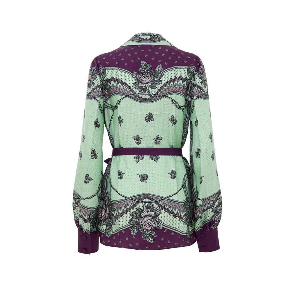 Green Silk Pattern Shirt - ventzia