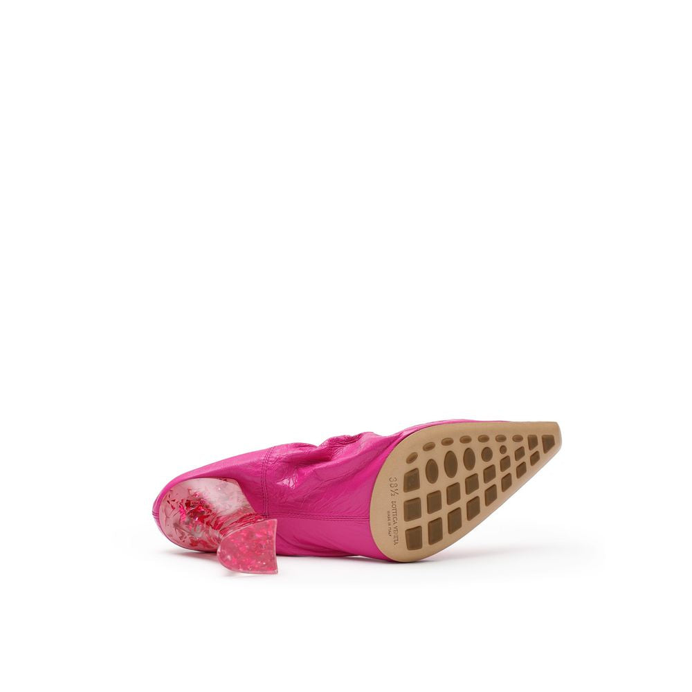 Fuchsia Leather Slippers - ventzia