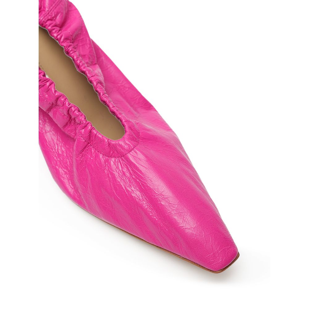 Fuchsia Leather Slippers - ventzia