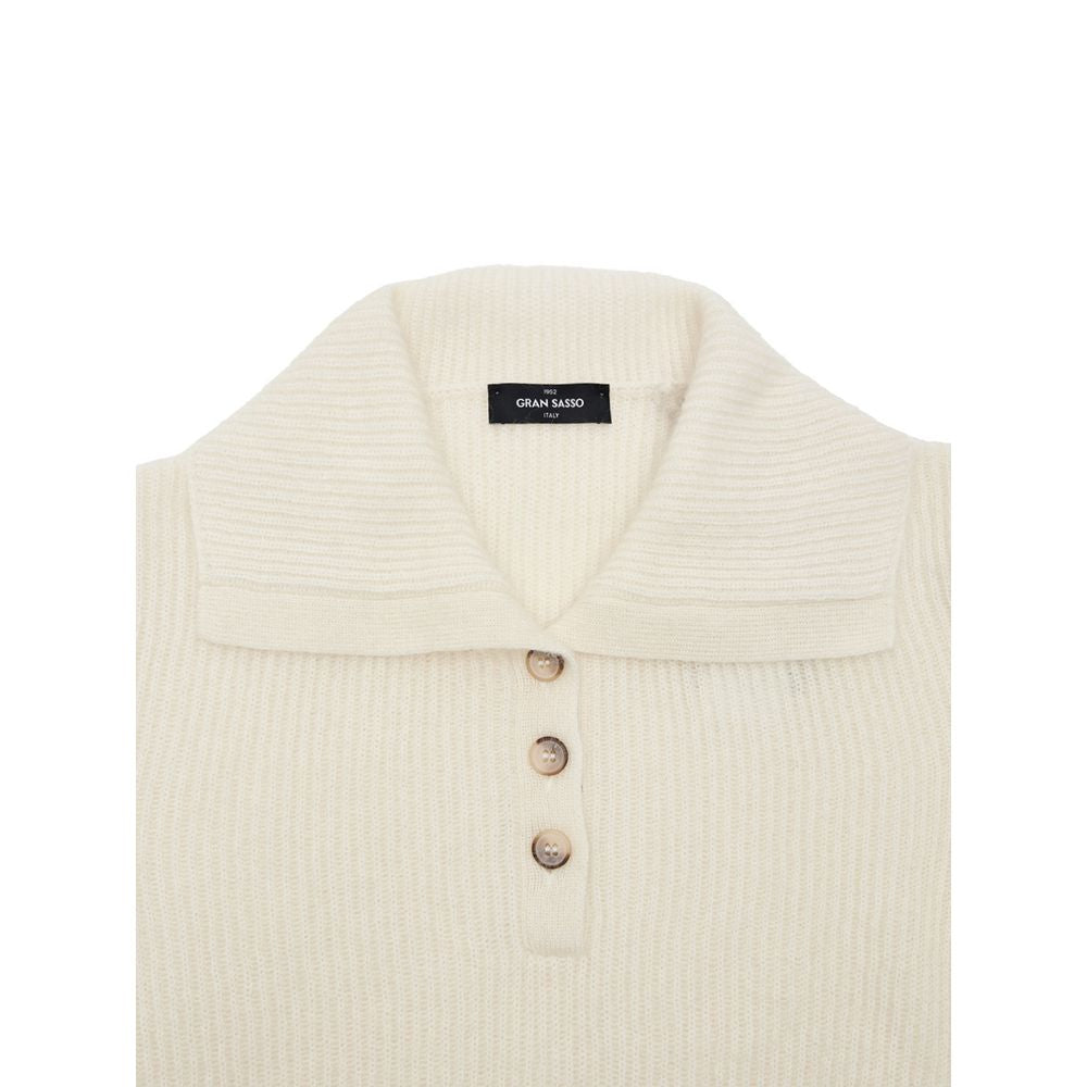 White Wool Polo Shirt - ventzia