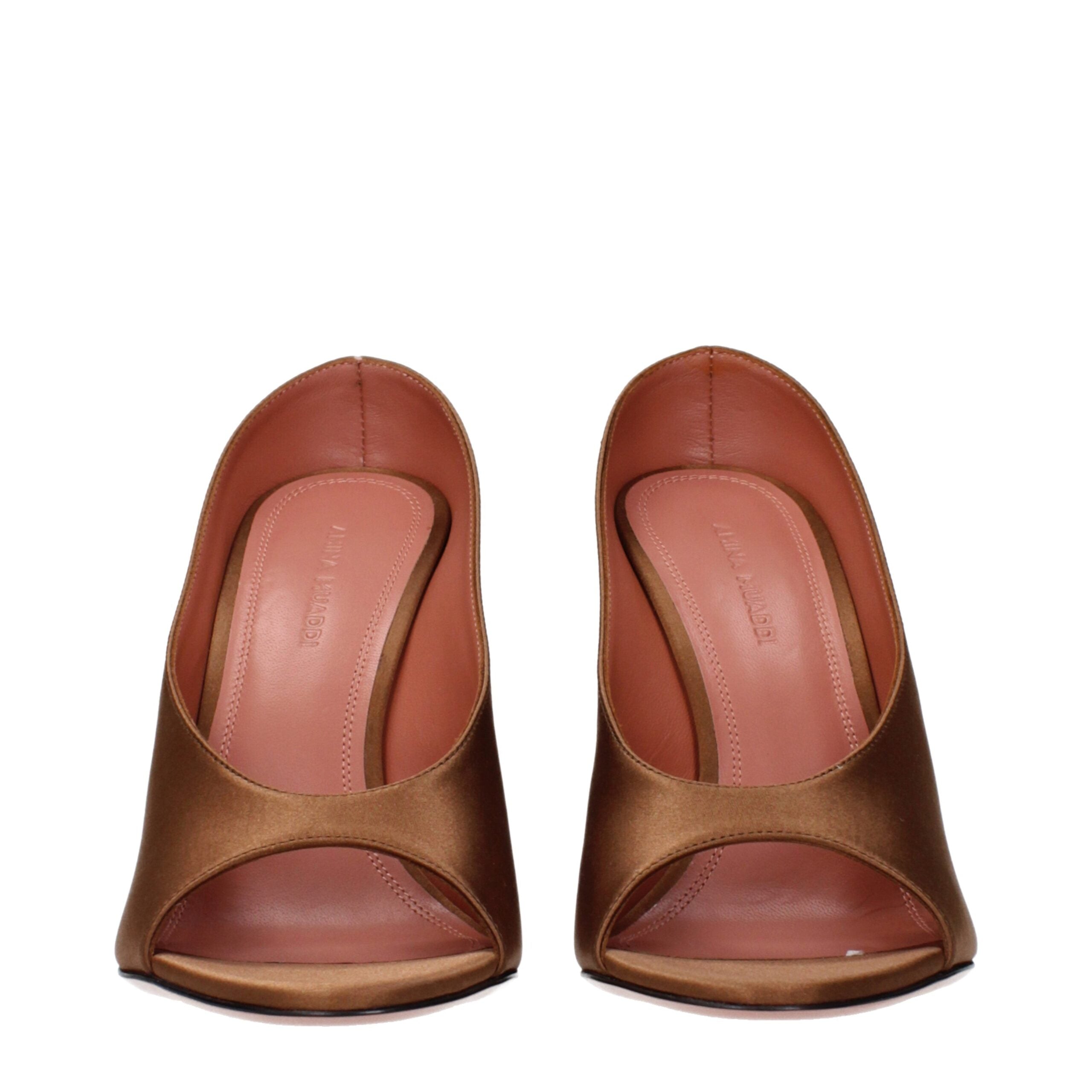 Brown Satin High Heel Pumps