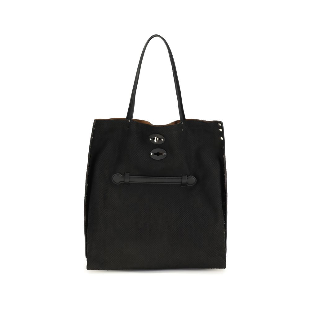 Black Calf Leather Bos Taurus Shoulder Bag - ventzia