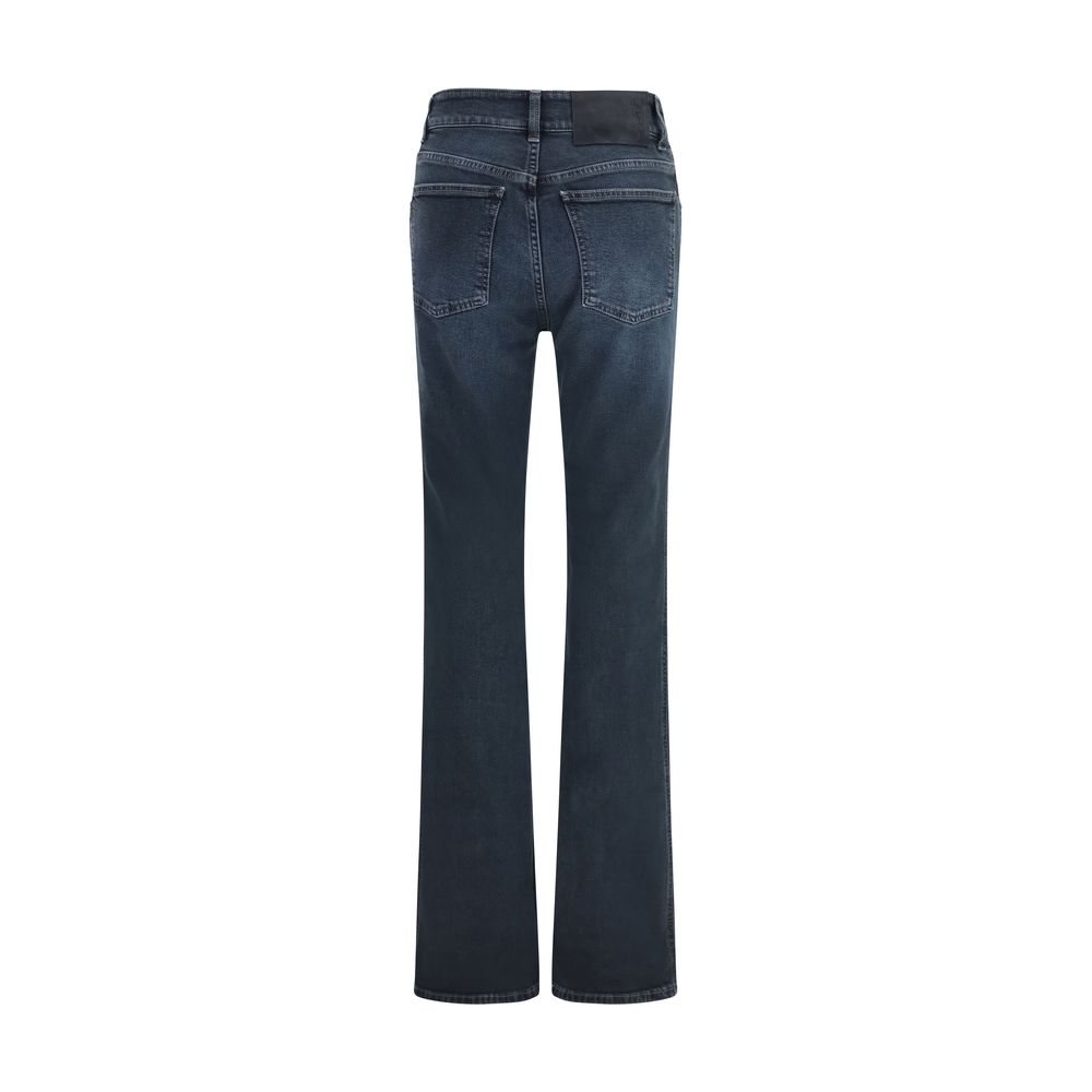 Blue Cotton Flared Jeans - ventzia