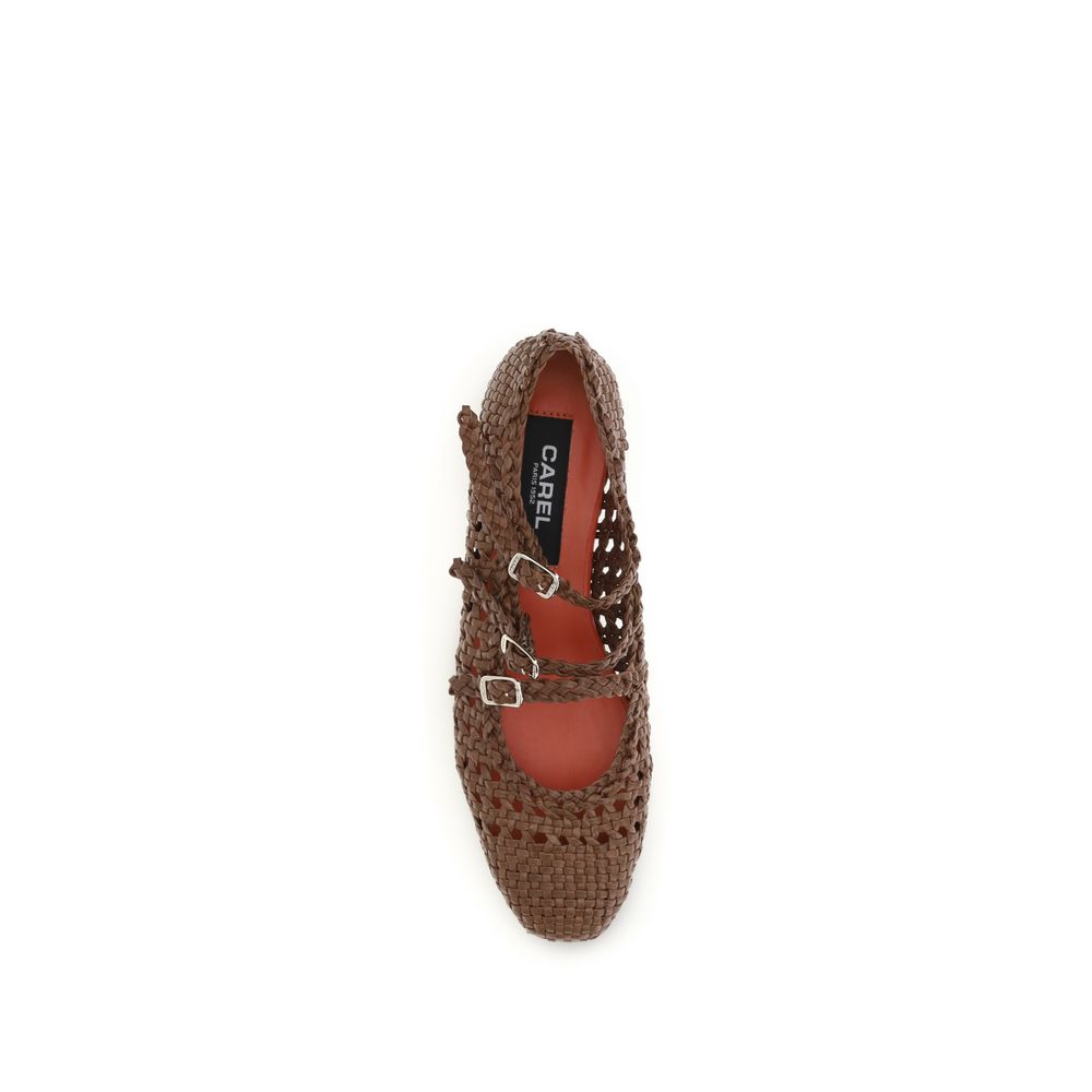Brown Calf Leather Bos Taurus Ballet Flats - ventzia
