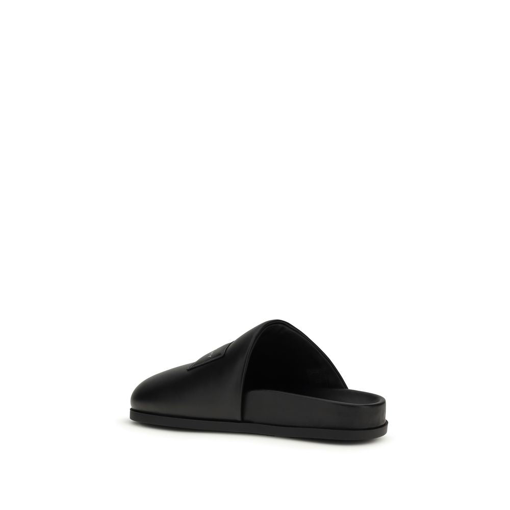 Black Calf Leather Bos Taurus Mules - ventzia