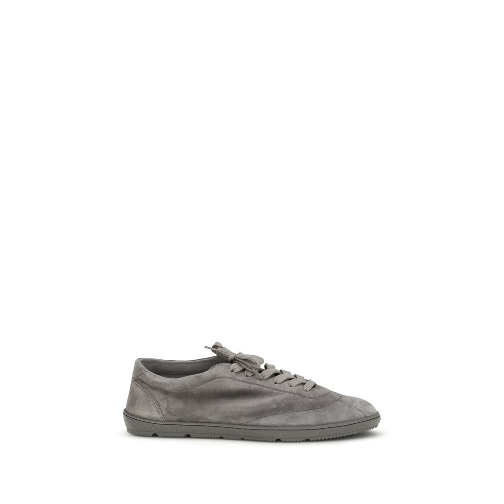 Gray Calf Leather Bos Taurus Low Top Sneakers - ventzia