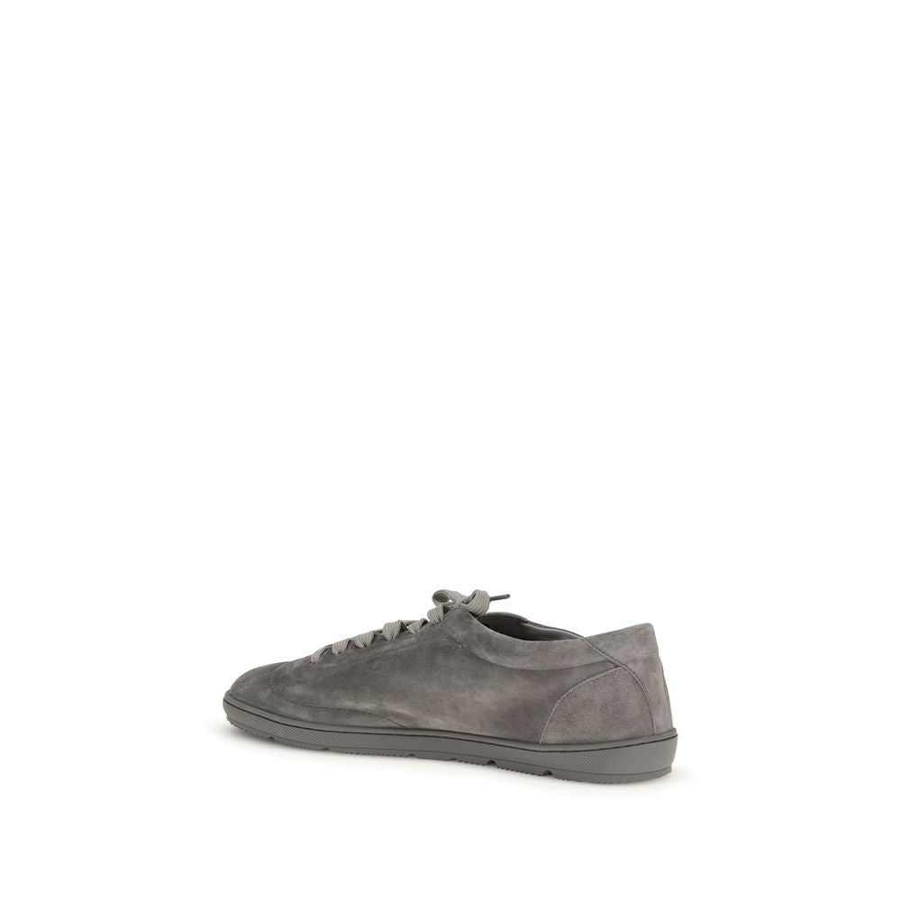 Gray Calf Leather Bos Taurus Low Top Sneakers - ventzia
