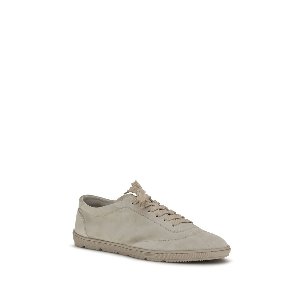 Beige Calf Leather Bos Taurus Low Top Sneakers - ventzia