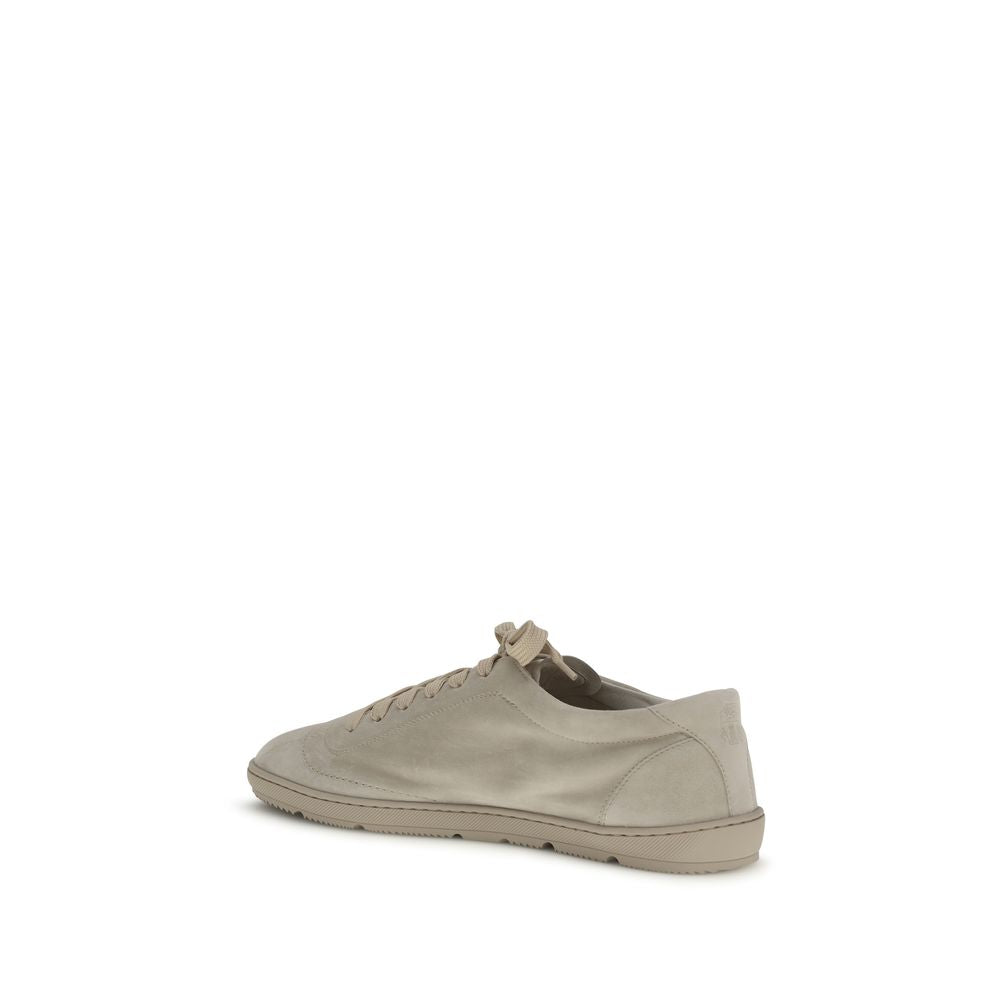 Beige Calf Leather Bos Taurus Low Top Sneakers - ventzia