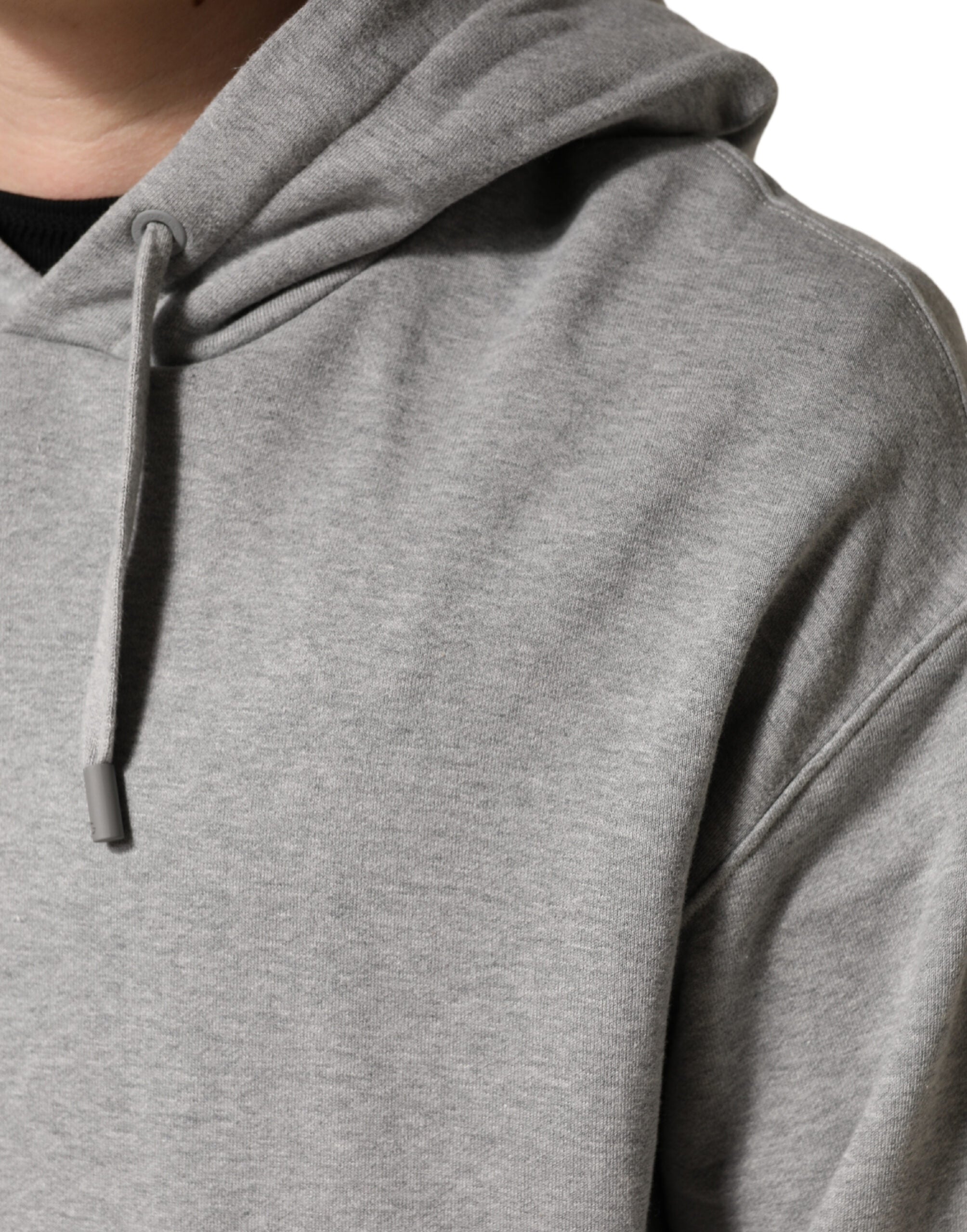 Gray Cotton Hooded Sweatshirt Sweater - ventzia