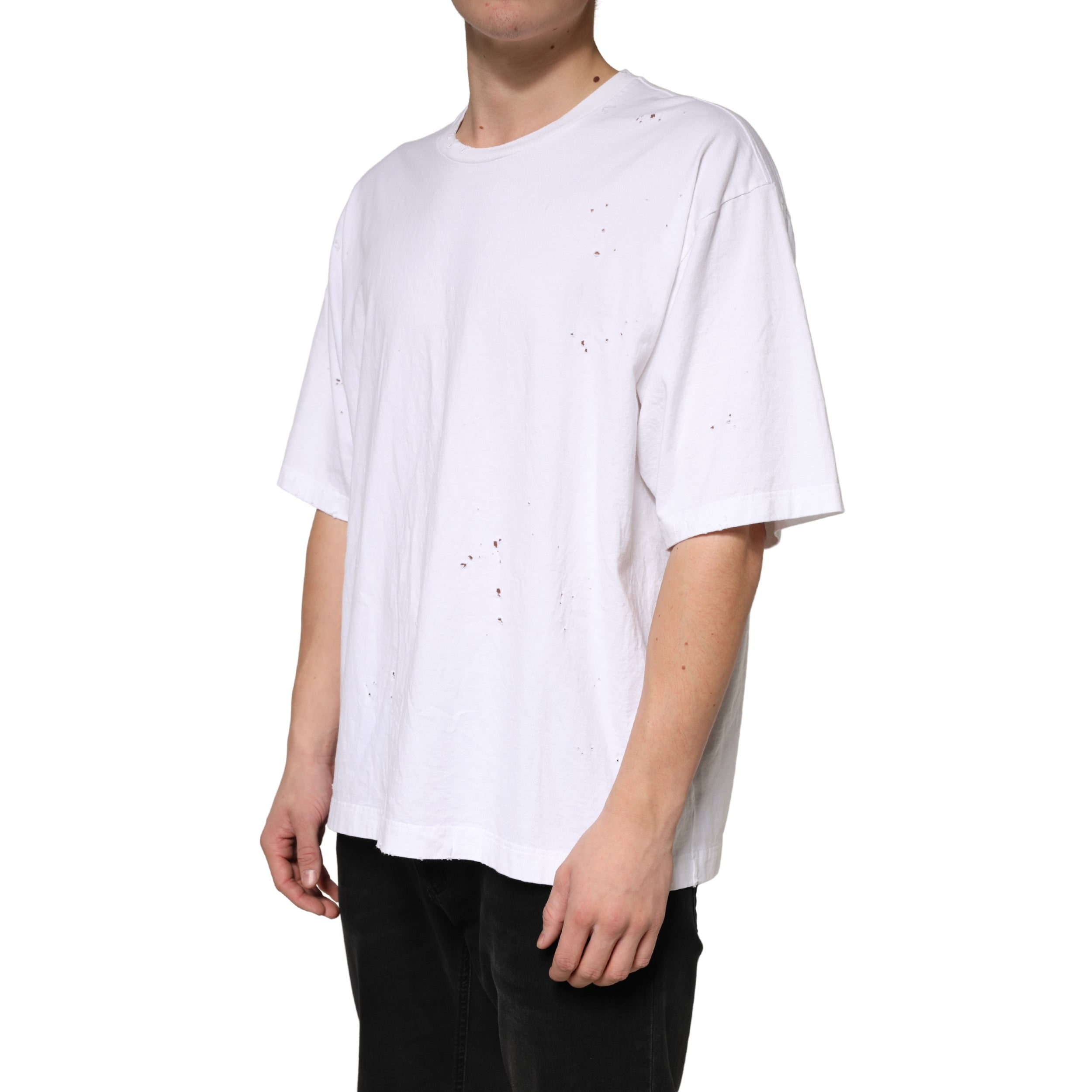 White Cotton Crewneck Short Sleeve T-Shirt - ventzia