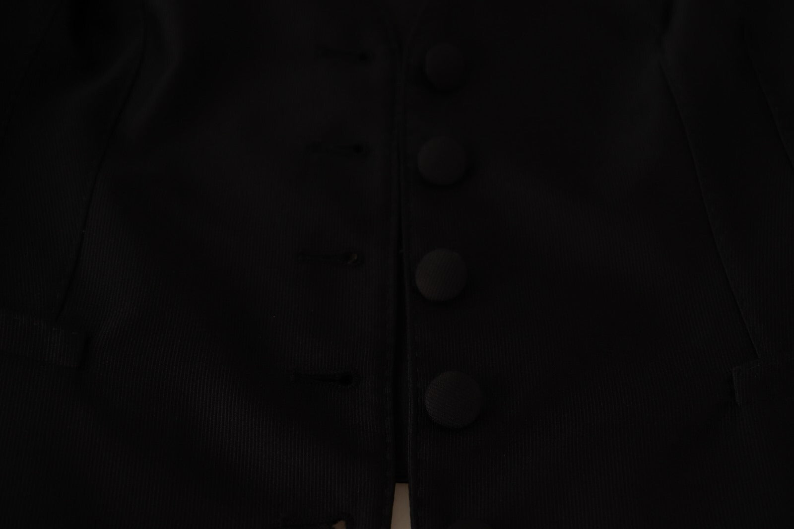 Solid Black Silk Sleeveless Waistcoat Vest Top - ventzia