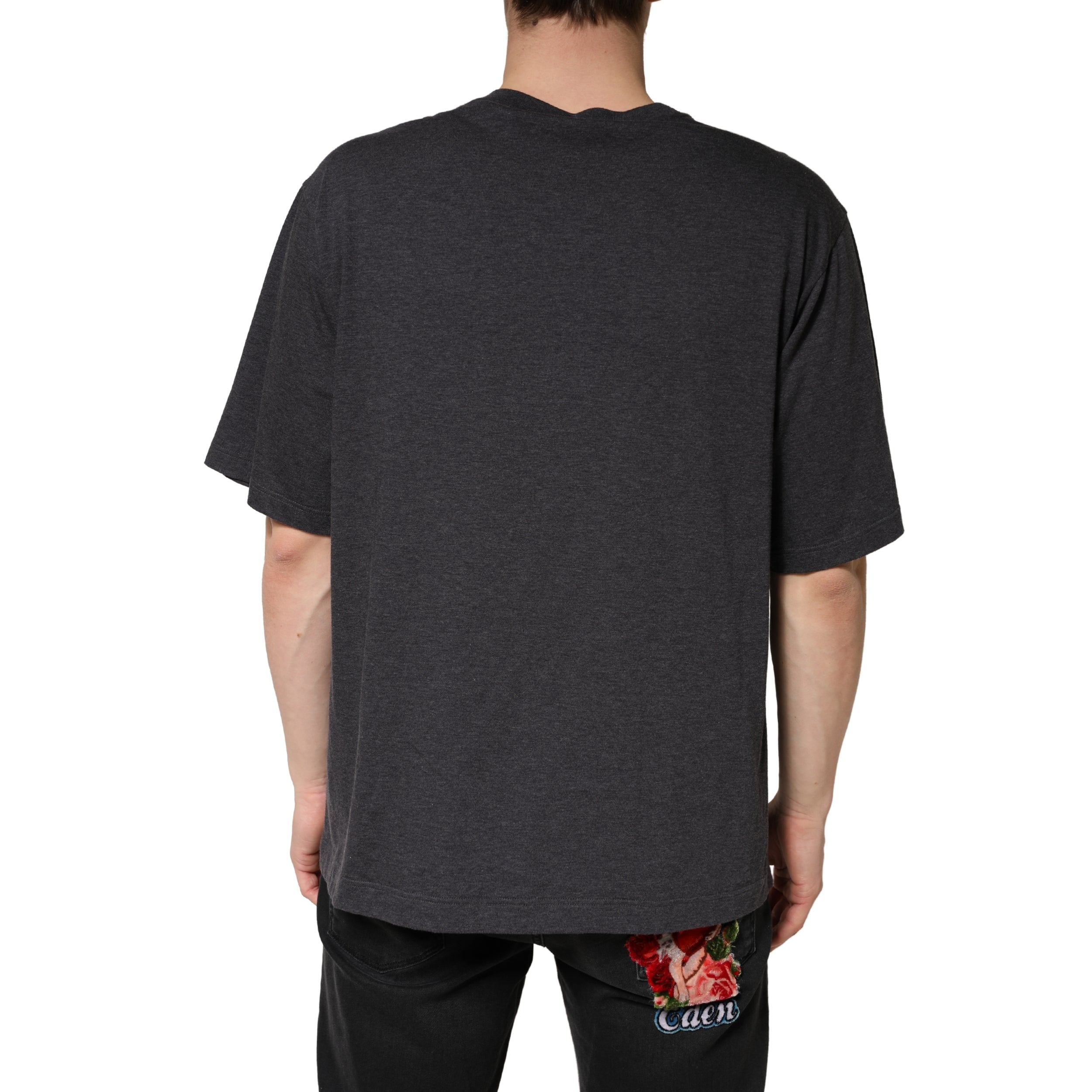 Dark Grey Cotton Crewneck Short Sleeve - ventzia