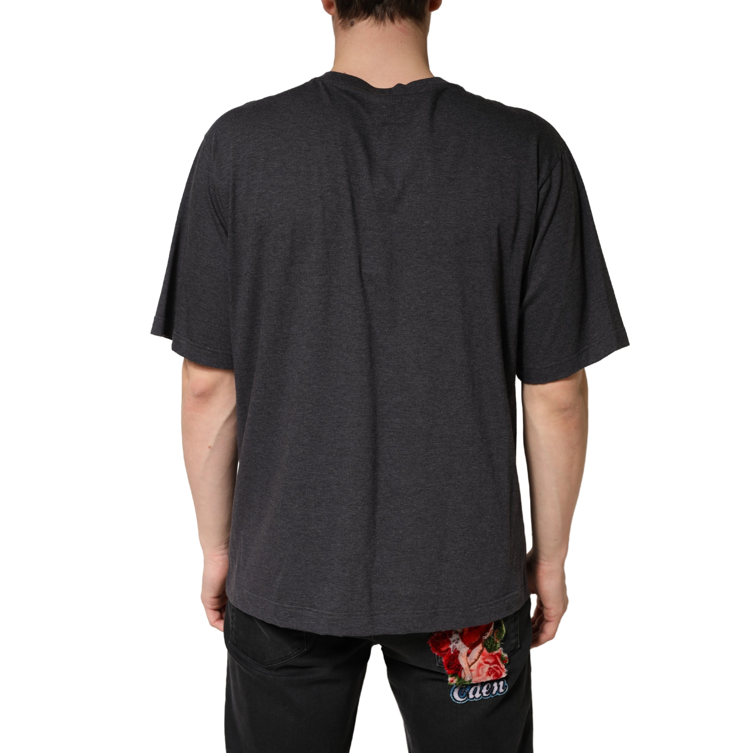 Dark Grey Cotton Crewneck Short Sleeve - ventzia