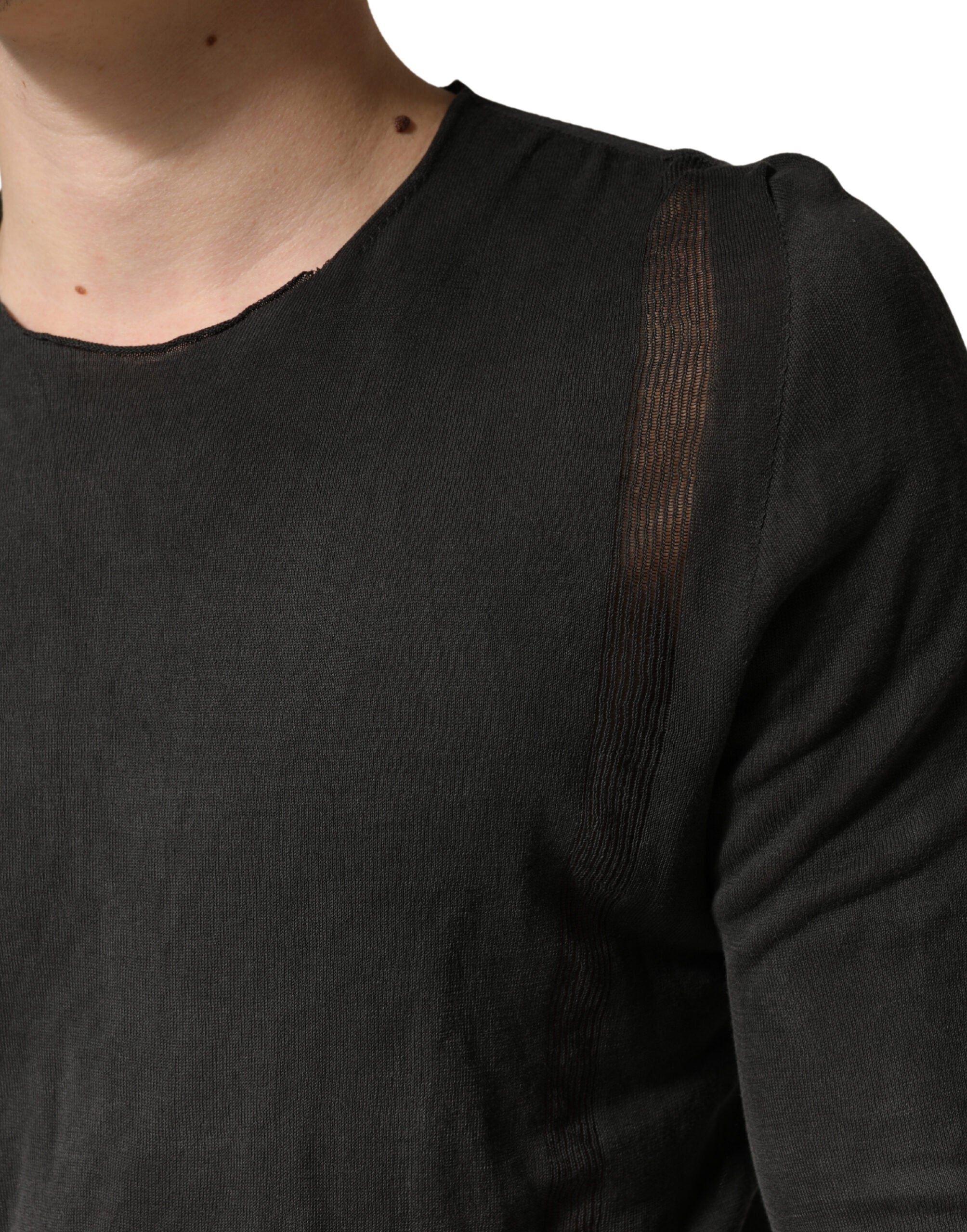 Dark Grey Cotton Crewneck Short Sleeve - ventzia