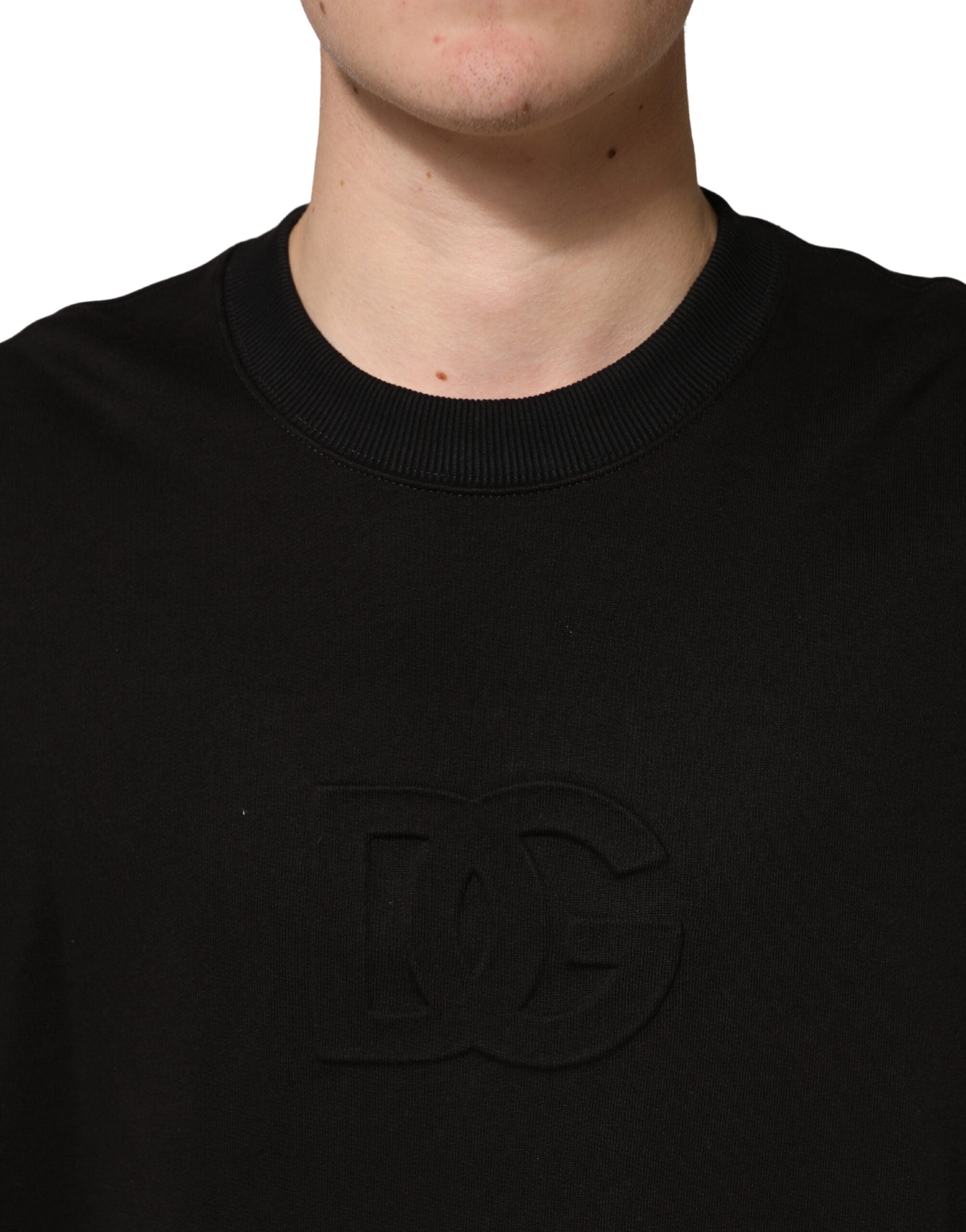 Black Cotton Crewneck Short Sleeve T-Shirt - ventzia