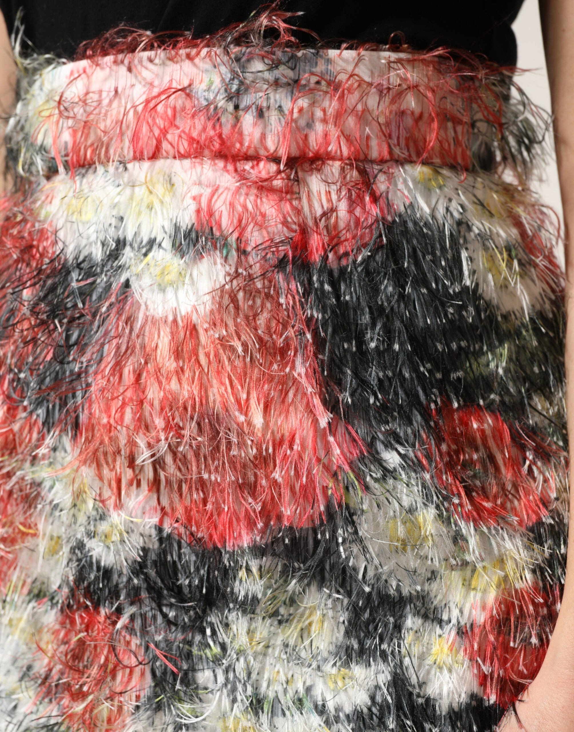 Multicolor Floral Textured Faux Fur Pencil Skirt - ventzia