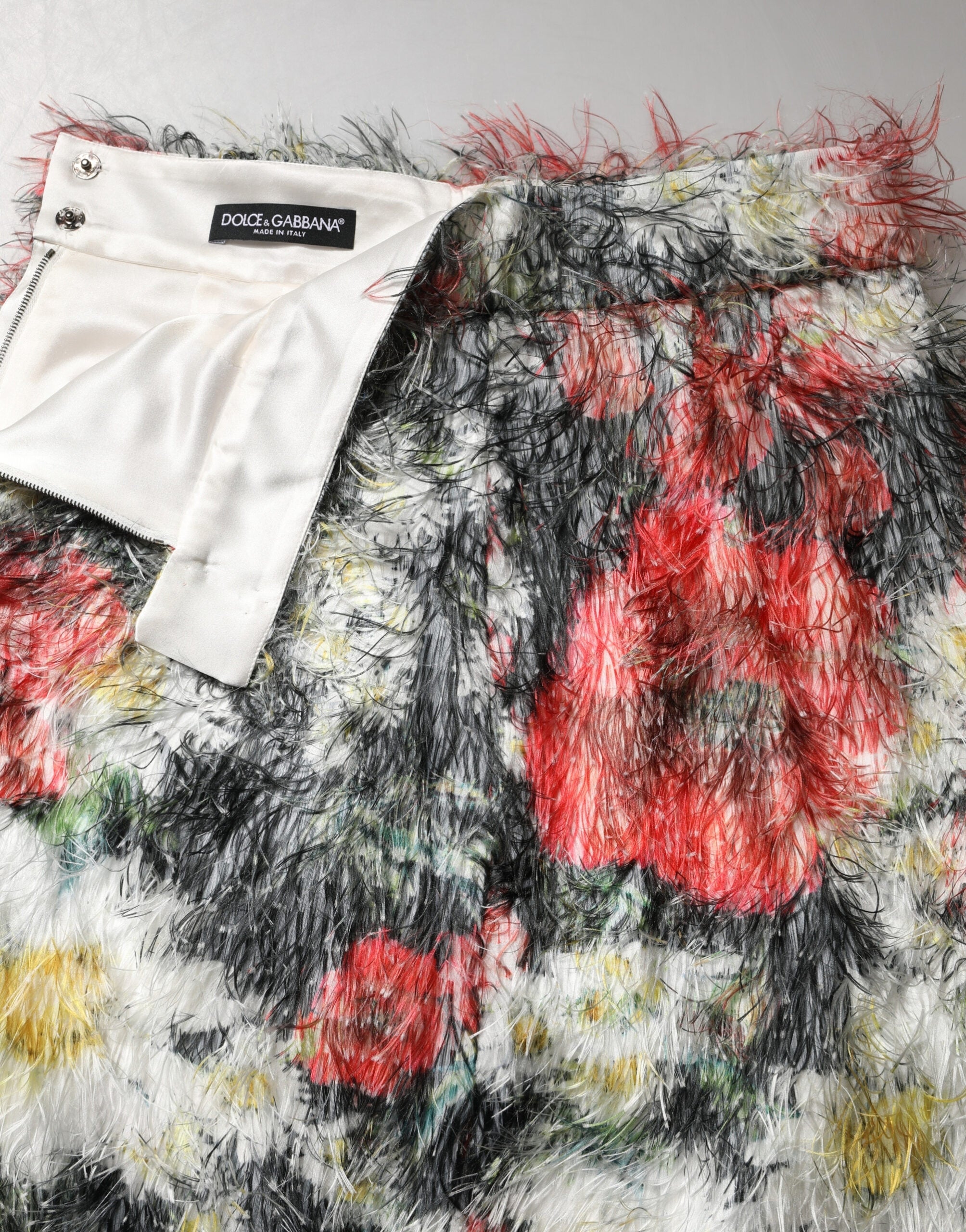 Multicolor Floral Textured Faux Fur Pencil Skirt - ventzia