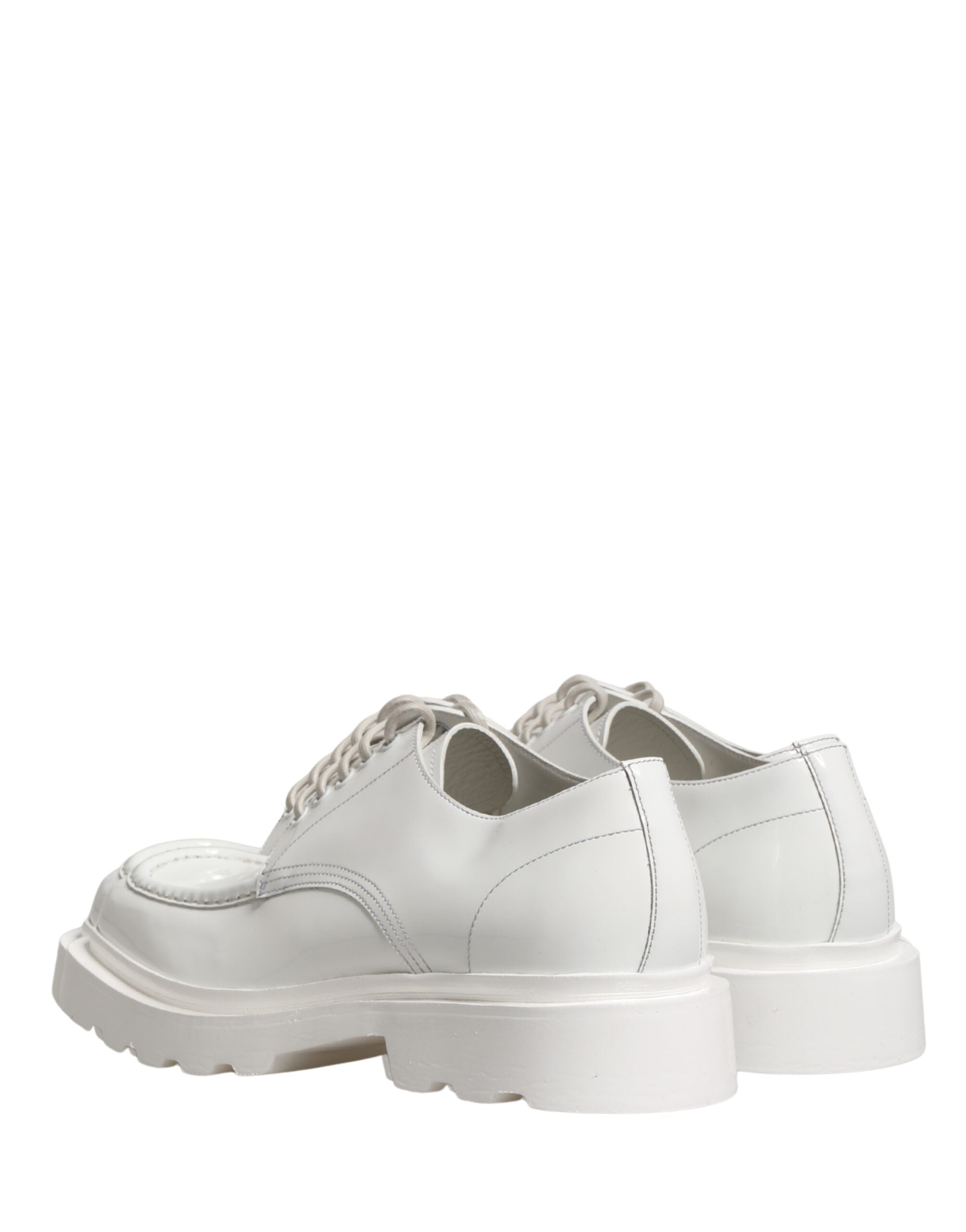White Leather Chunky Sole Derby Shoes - ventzia