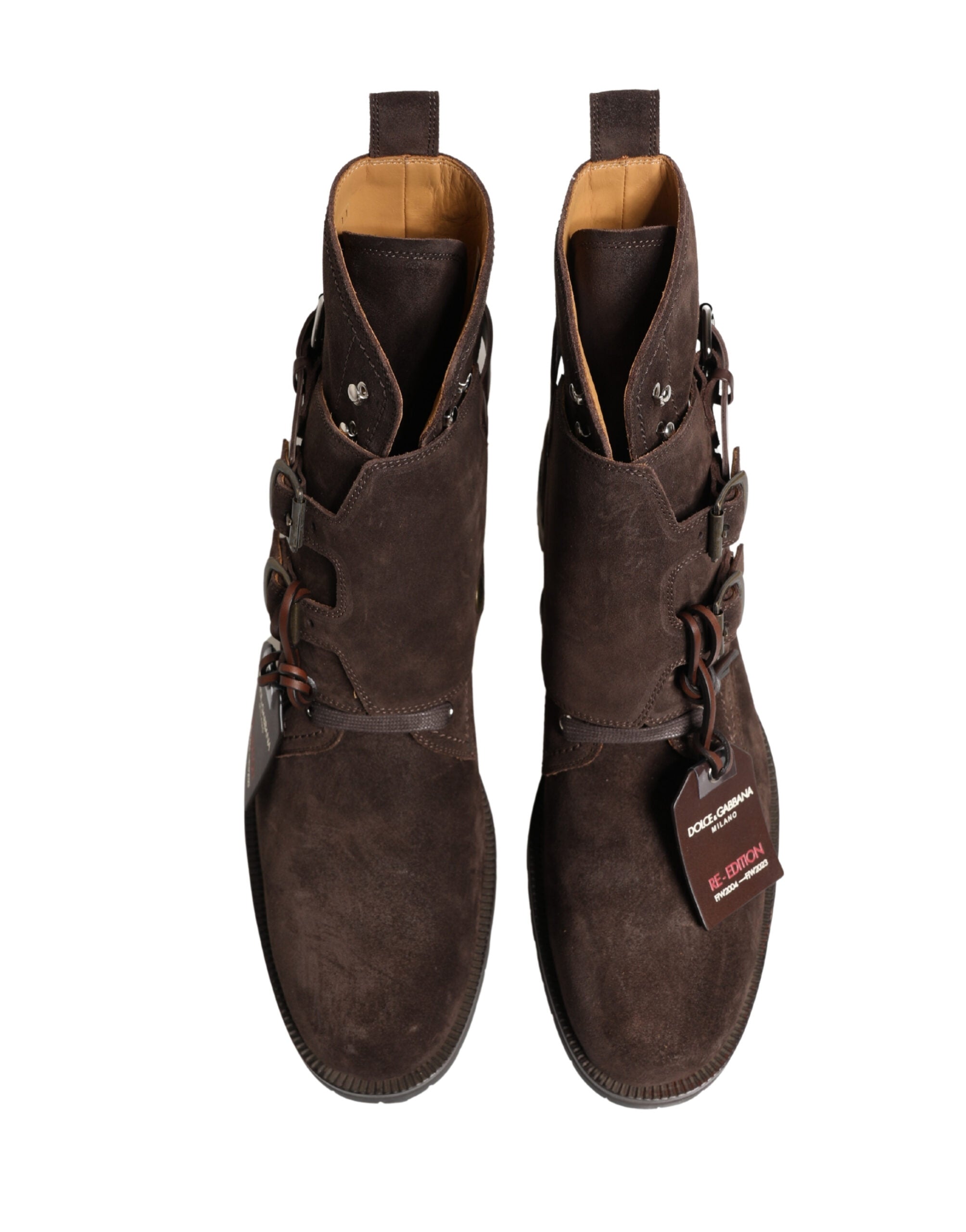 Brown Suede Leather Buckle Ankle Boots Shoes - ventzia