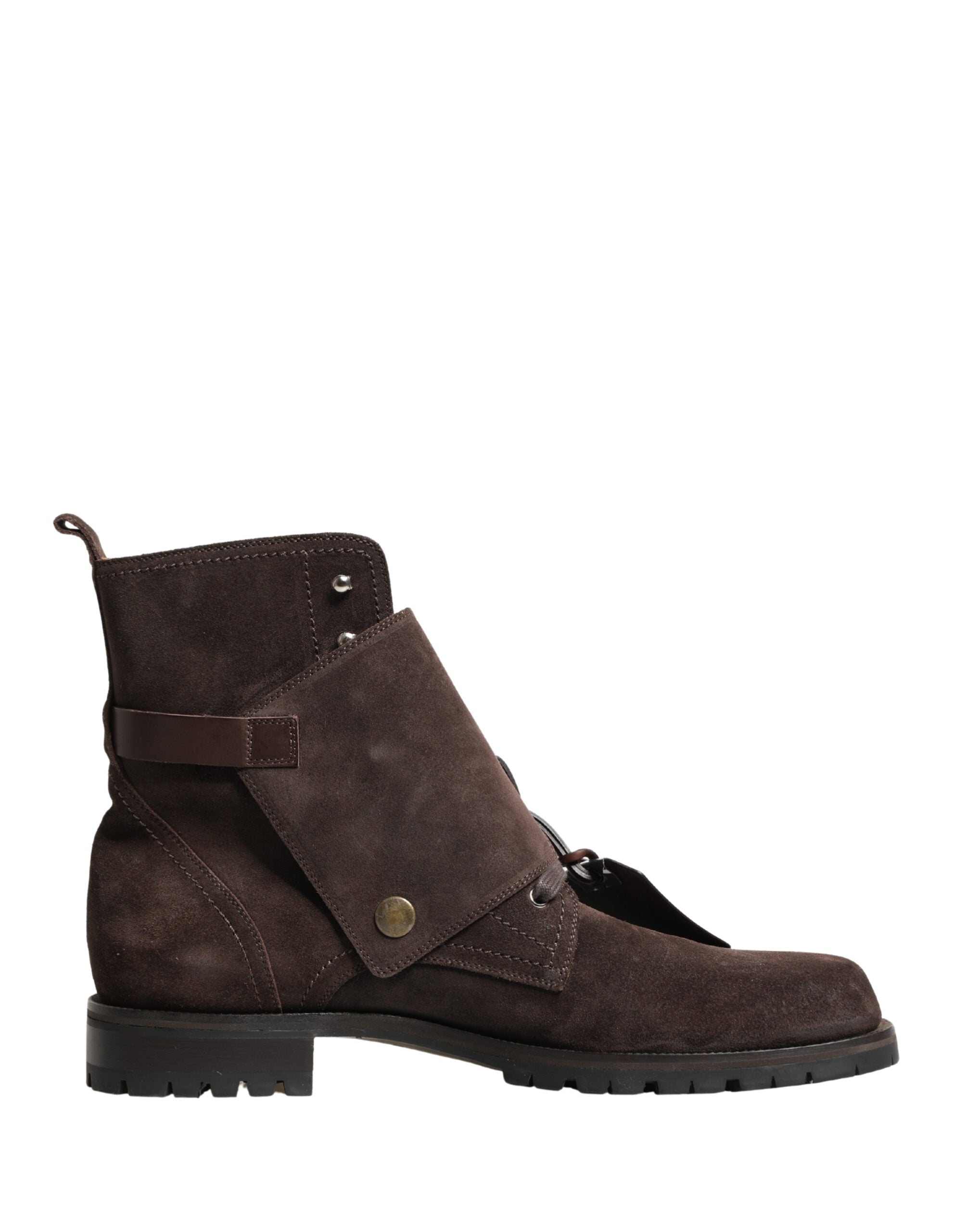 Brown Suede Leather Buckle Ankle Boots Shoes - ventzia