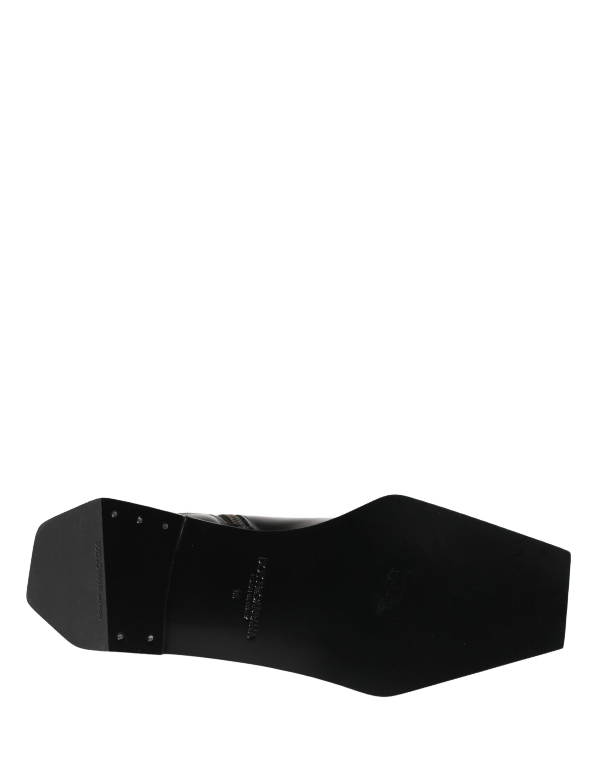 Black Leather Zip Closure Ankle Boots Shoes - ventzia