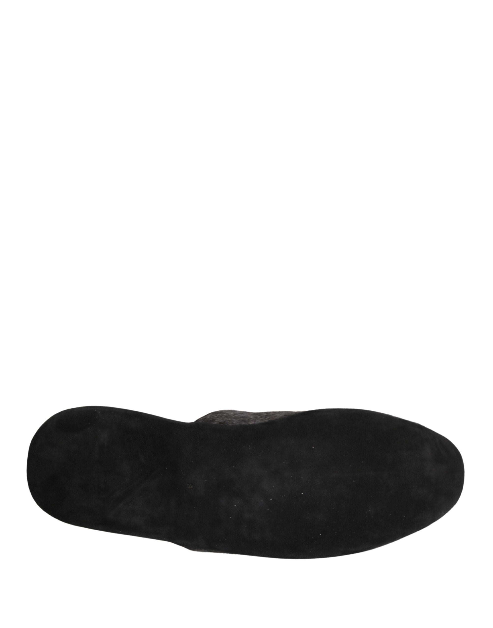 Dark Grey Charcoal Wool Red Slippers Shoes - ventzia