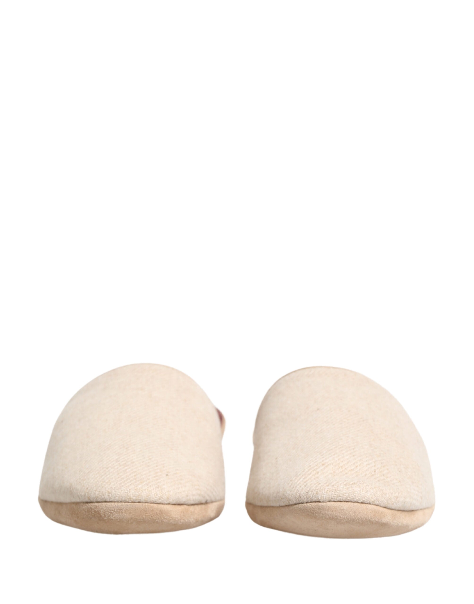 Beige Shetland Wool Red Quilted Slippers Shoes - ventzia