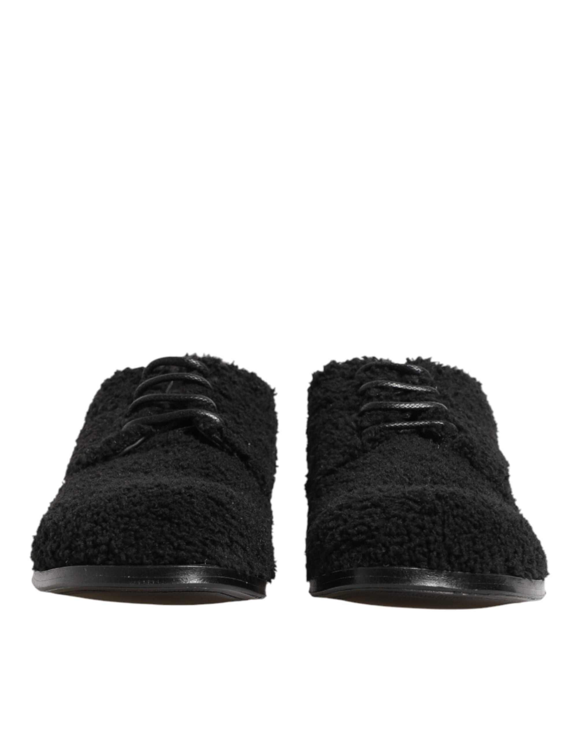 Men Black Riccio Shearling Dress Derby Shoes - ventzia