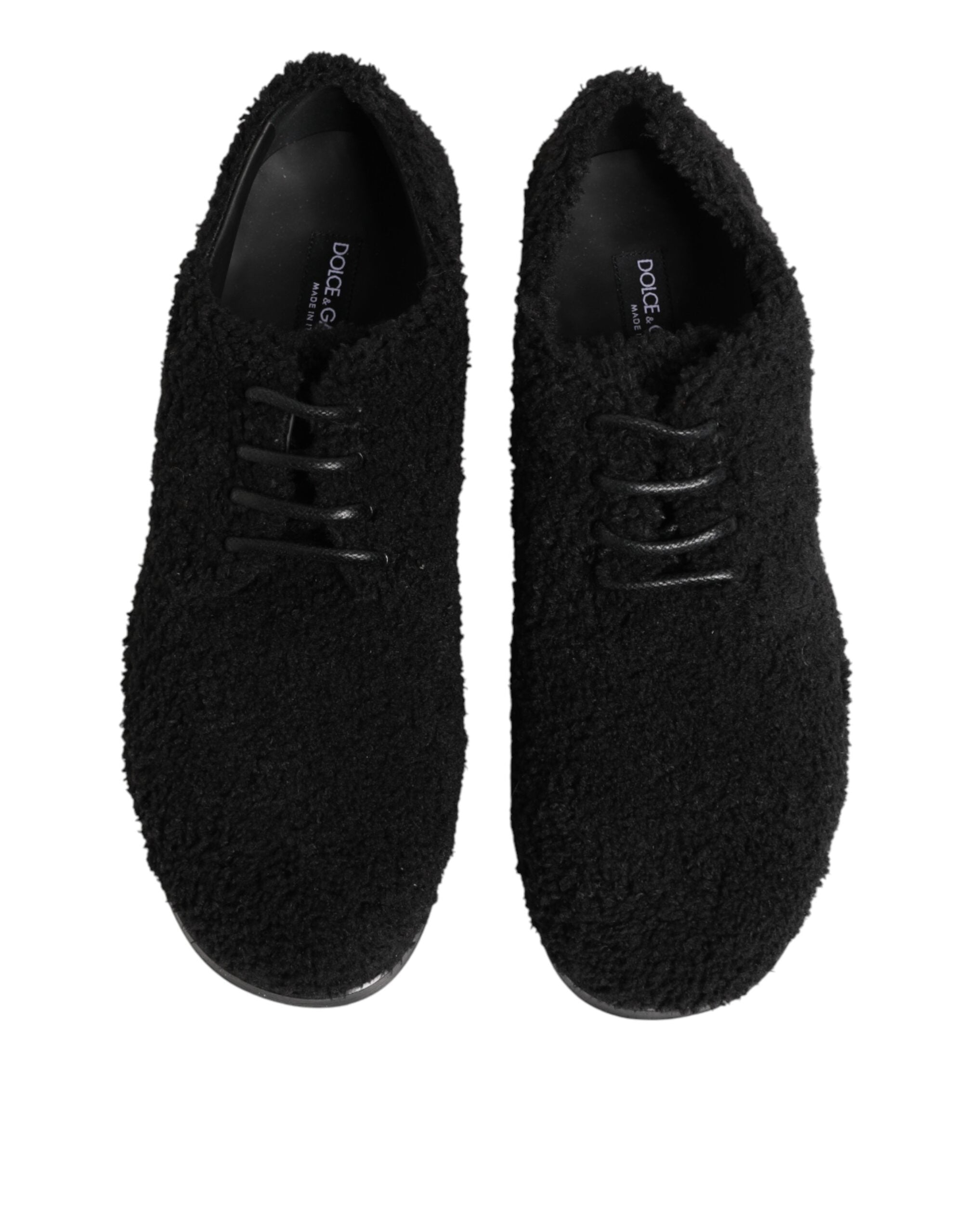 Men Black Riccio Shearling Dress Derby Shoes - ventzia