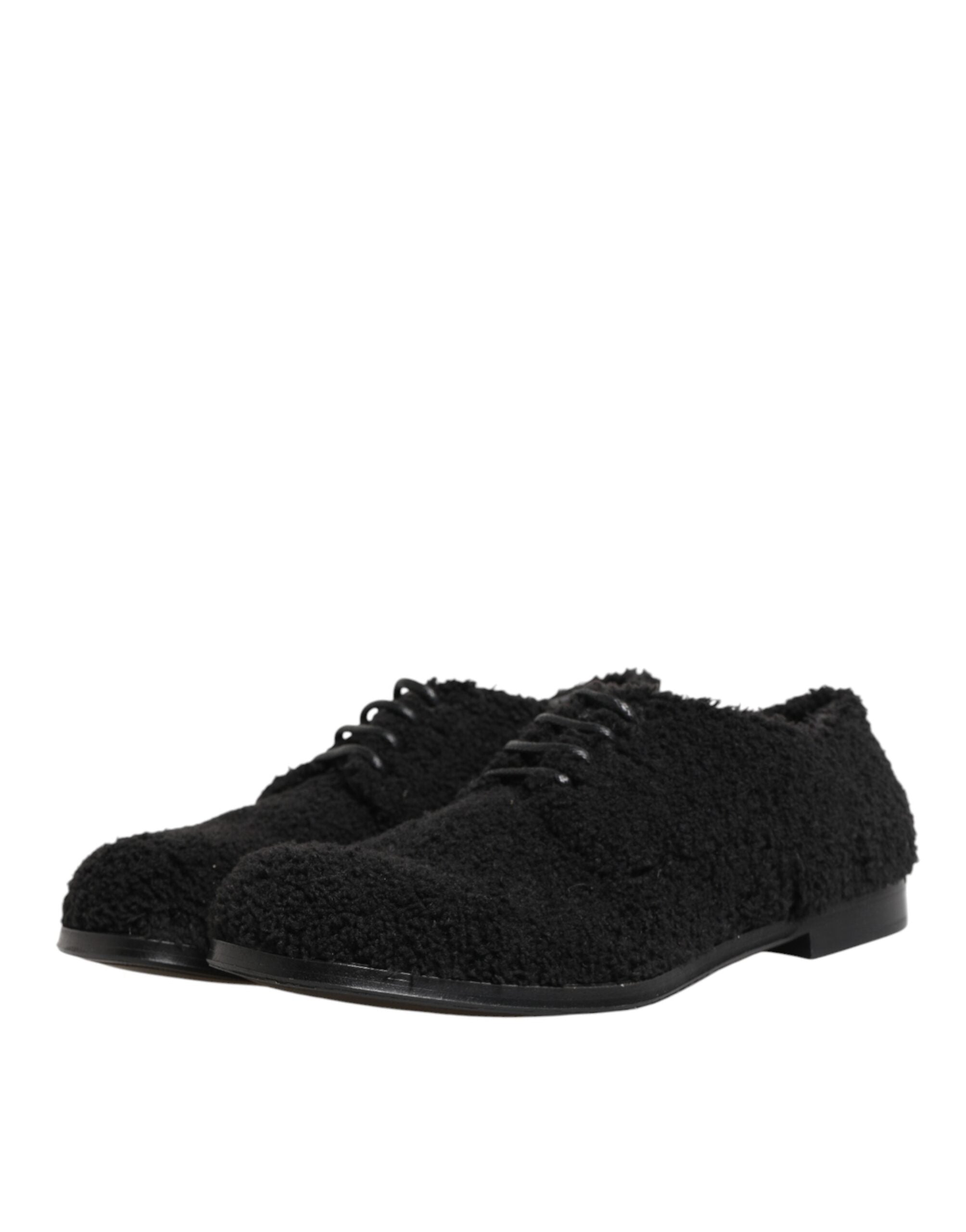 Men Black Riccio Shearling Dress Derby Shoes - ventzia