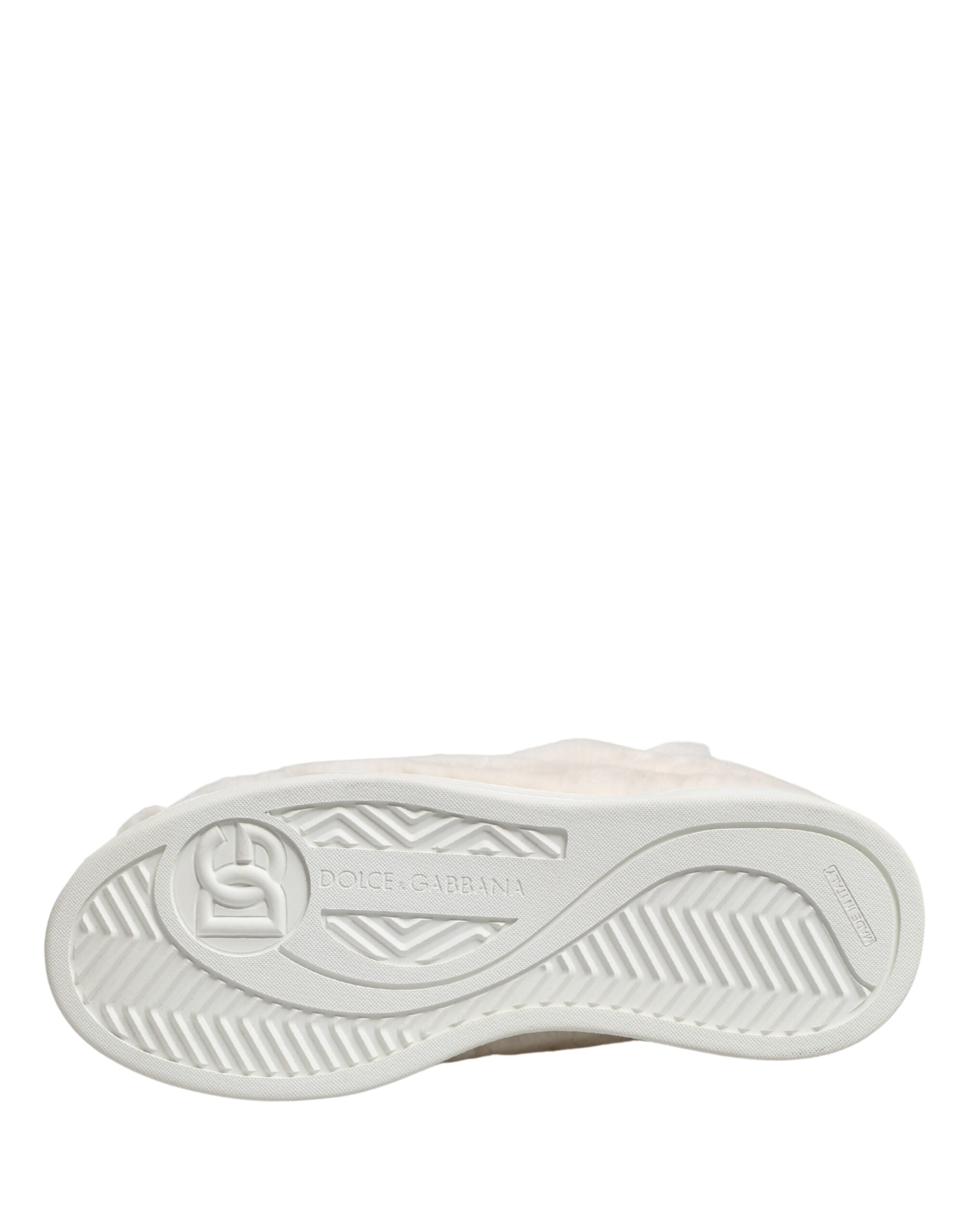 White Shearling Fur Bianco Low Top Sneakers Shoes - ventzia
