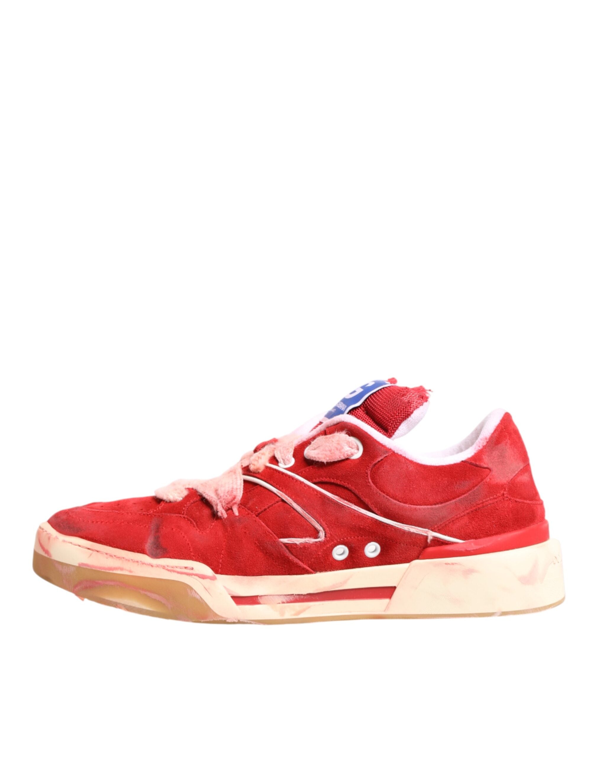 Red White Suede DG Logo Low Top Sneakers Shoes - ventzia