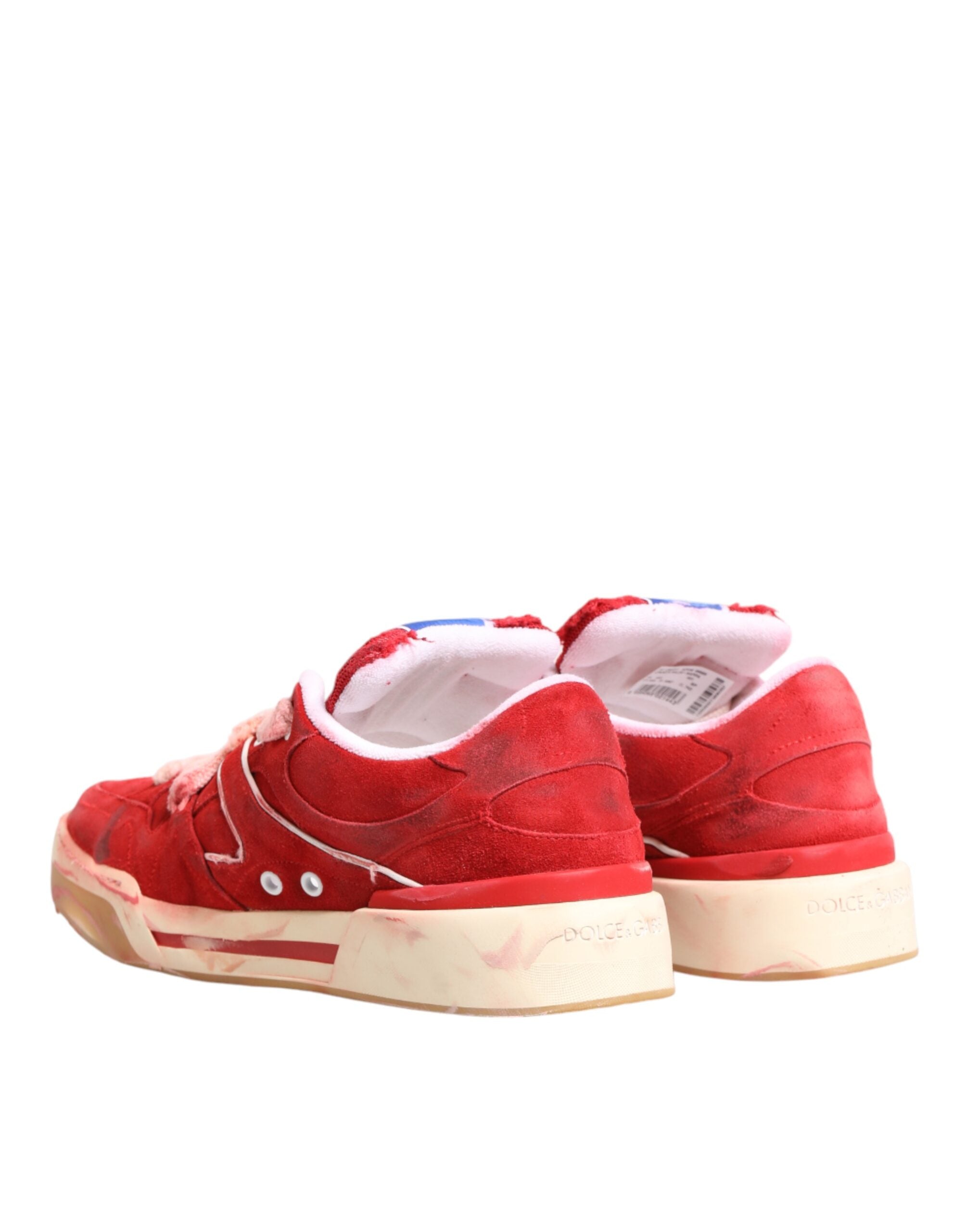 Red White Suede DG Logo Low Top Sneakers Shoes - ventzia