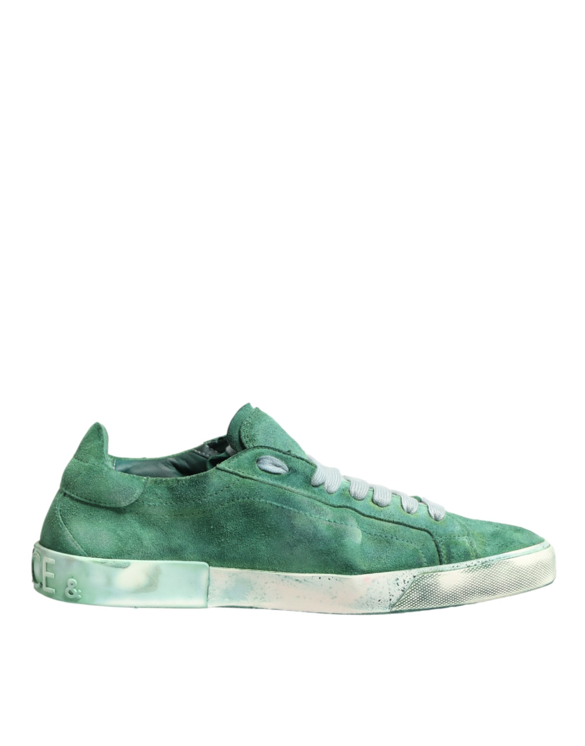 Green Suade DG Logo Sole Low Top Sneakers Shoes - ventzia