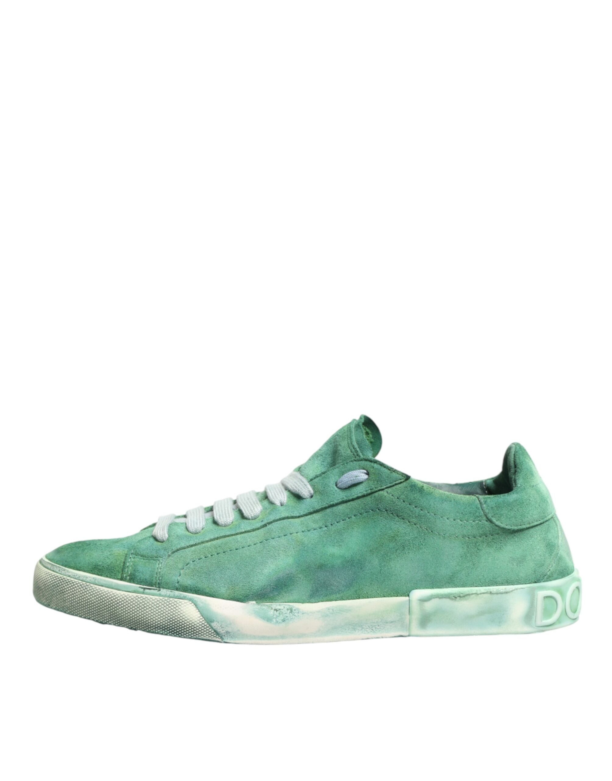 Green Suade DG Logo Sole Low Top Sneakers Shoes - ventzia