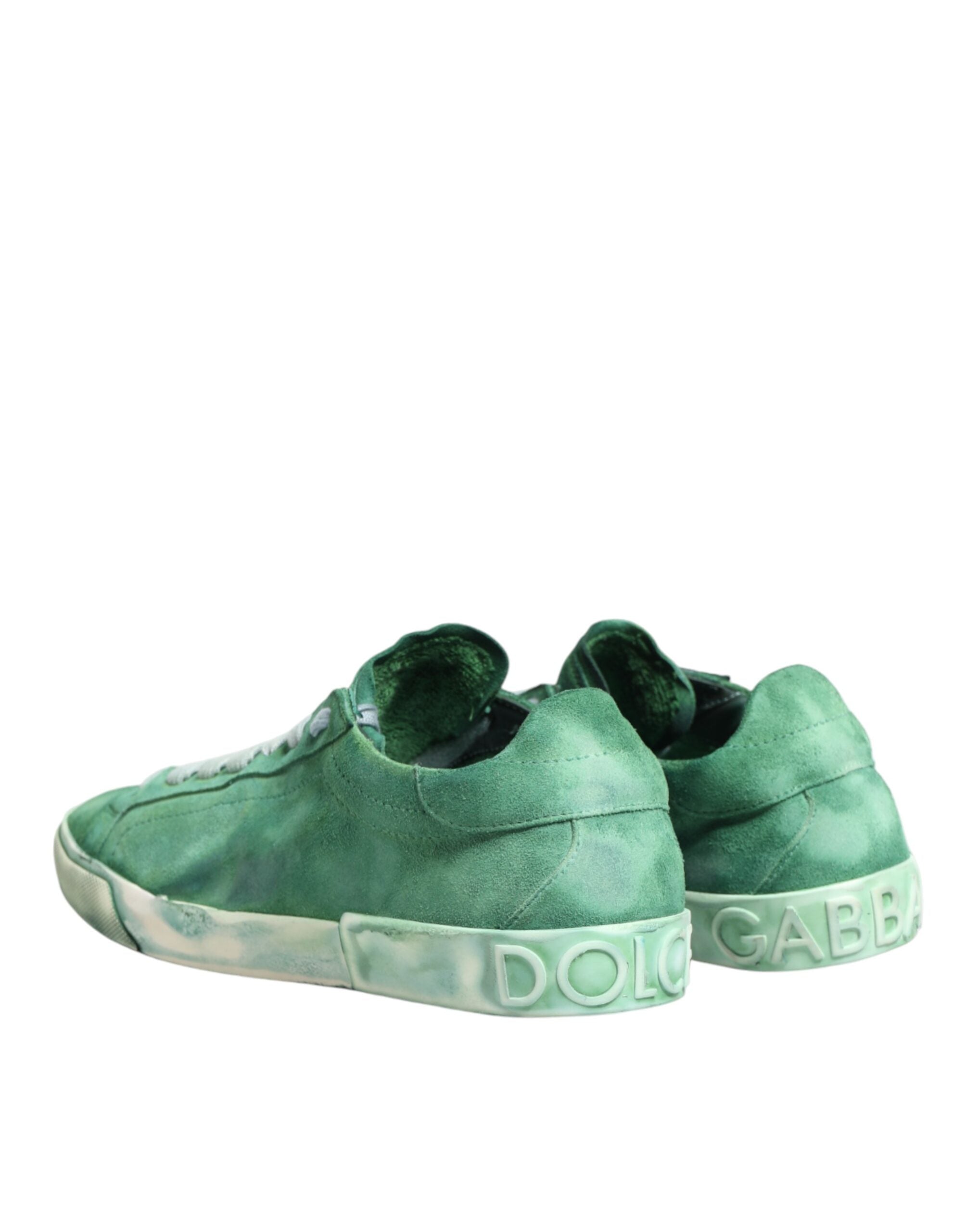 Green Suade DG Logo Sole Low Top Sneakers Shoes - ventzia