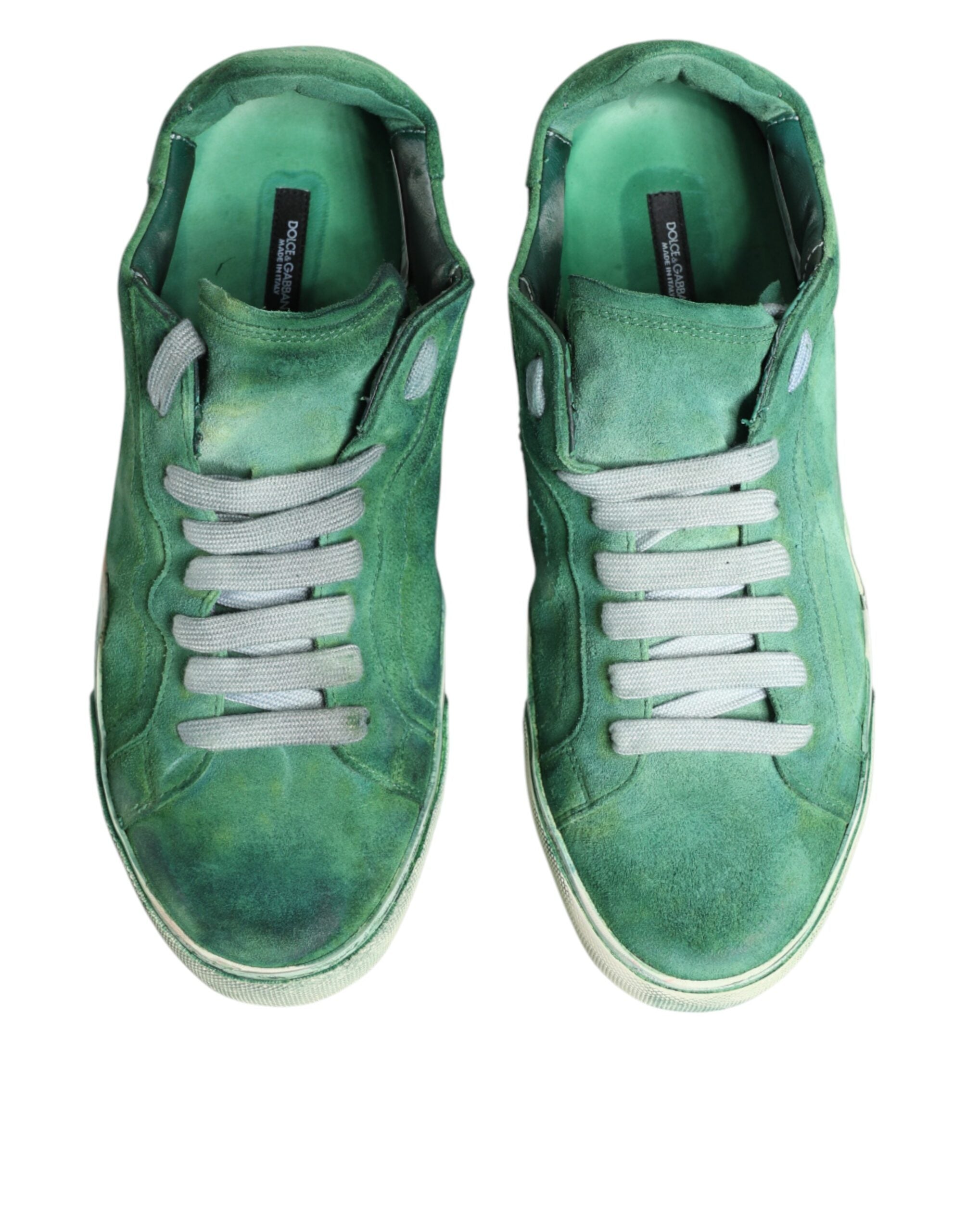Green Suade DG Logo Sole Low Top Sneakers Shoes - ventzia