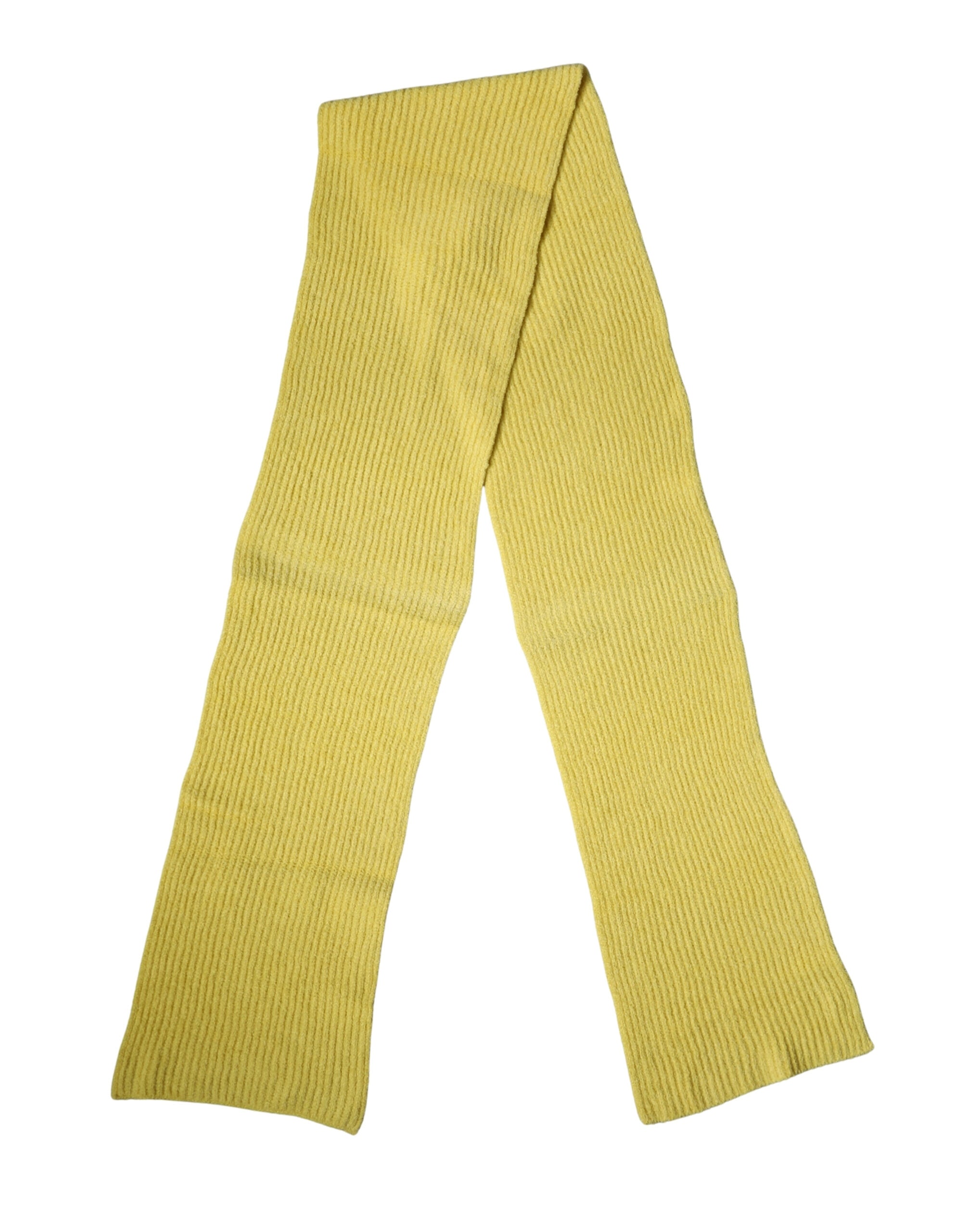 Yellow Cotton Knitted Neck Foulard 270cm x 31cm  Men Scarf - ventzia