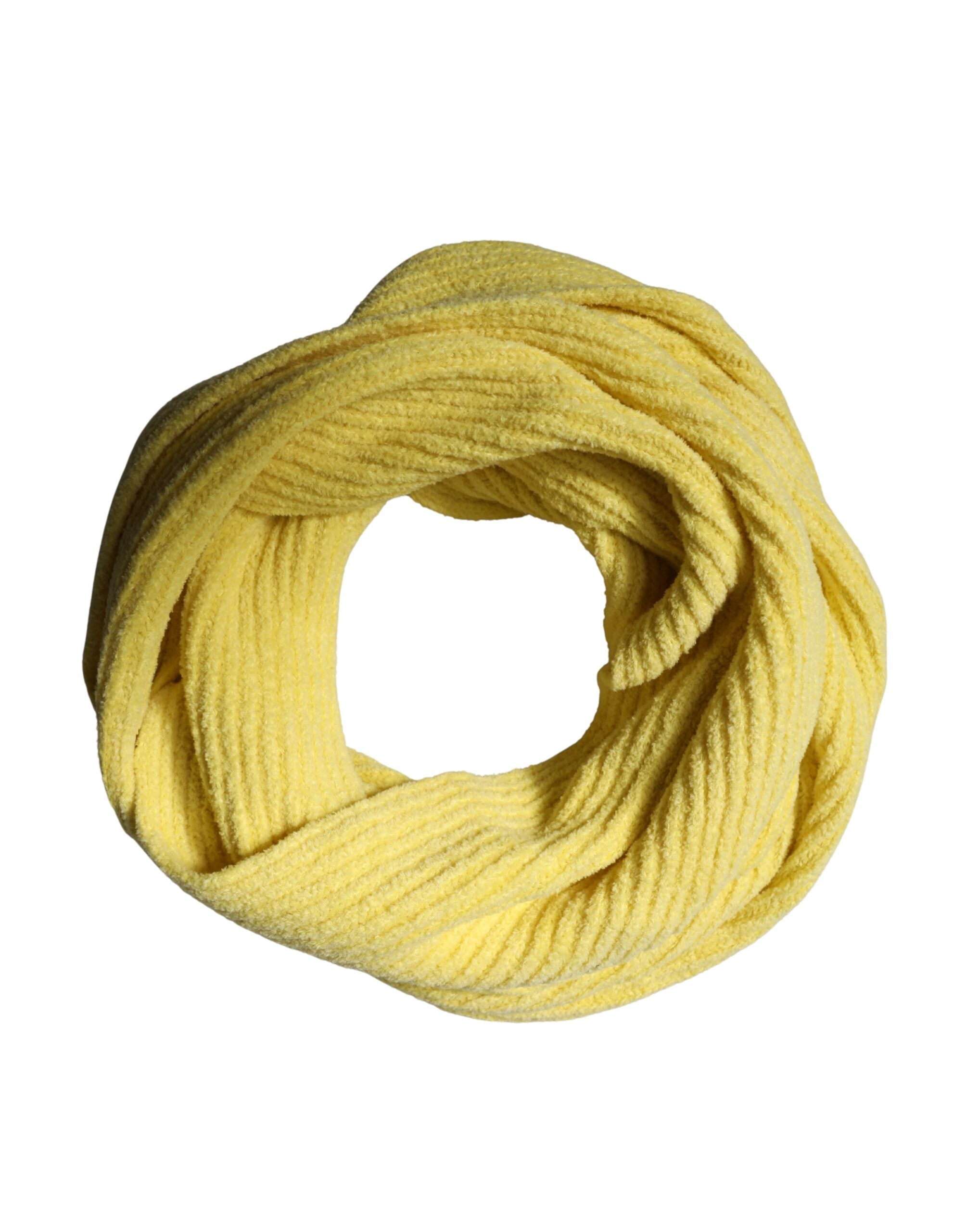 Yellow Cotton Knitted Neck Foulard 270cm x 31cm  Men Scarf - ventzia