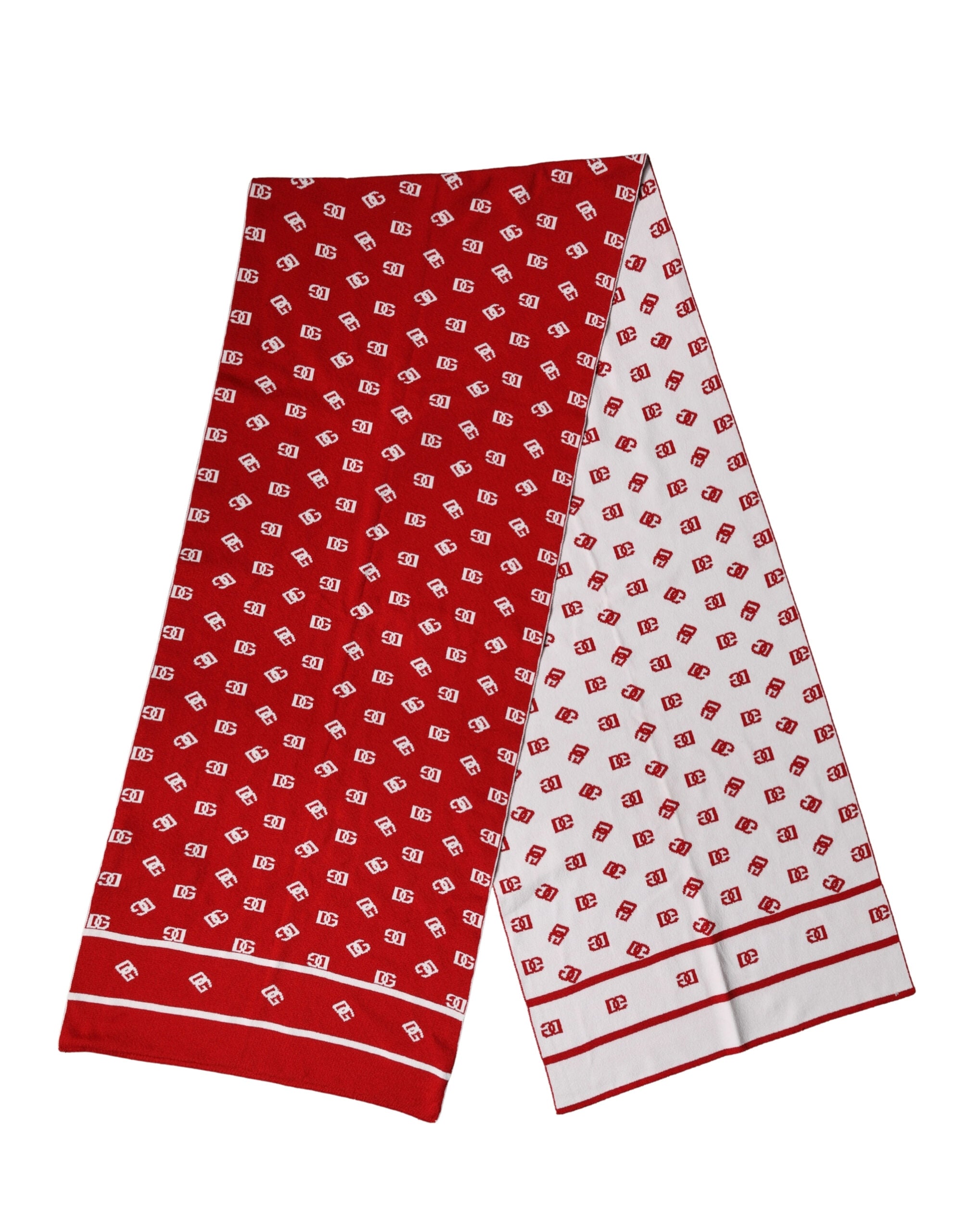 Red White Logo Print Foulard 201cm x 40.5cm  Men Scarf - ventzia