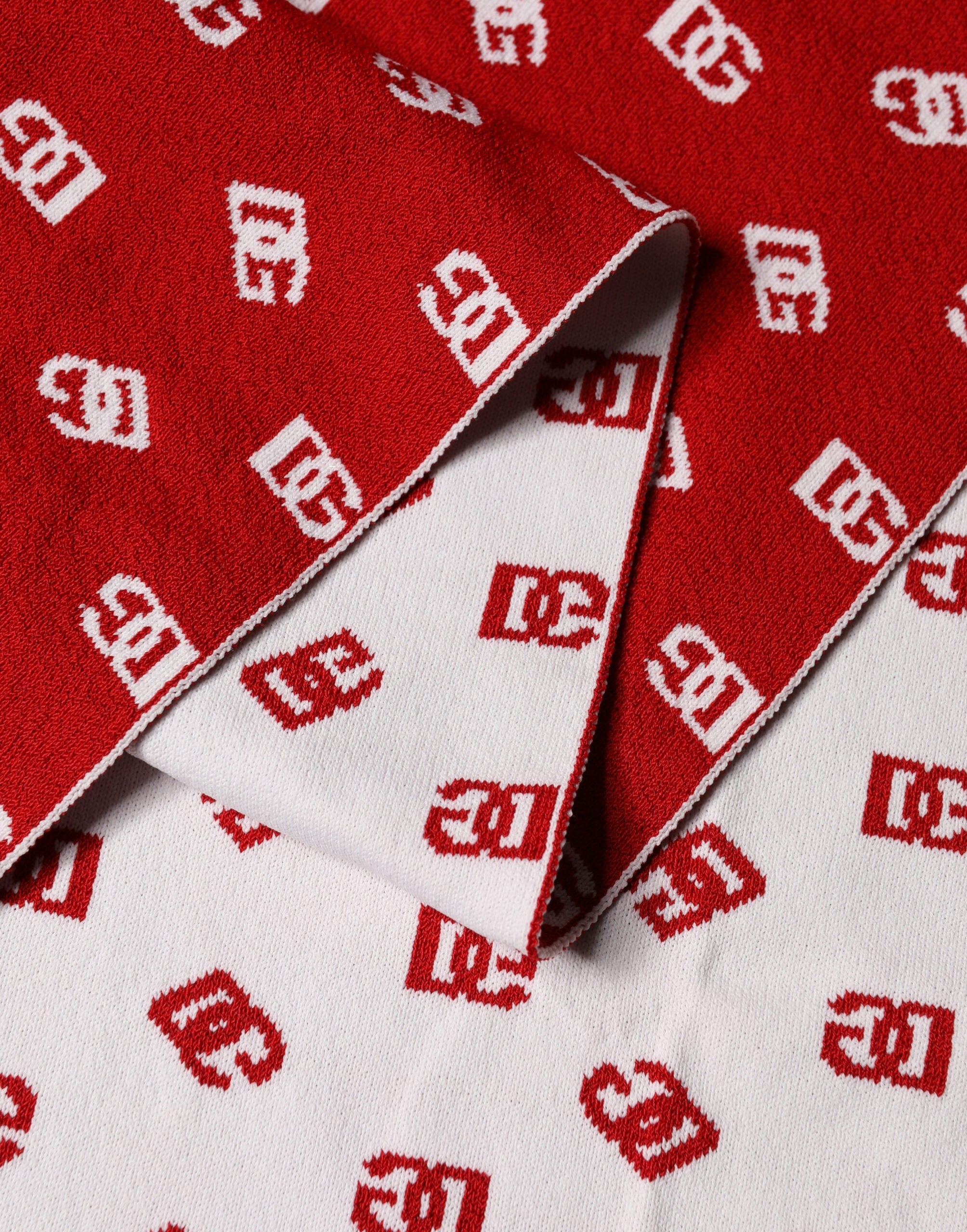 Red White Logo Print Foulard 201cm x 40.5cm  Men Scarf - ventzia